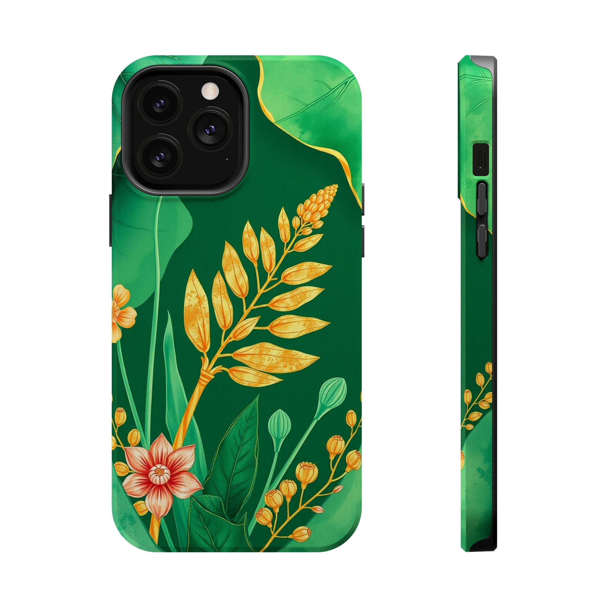 iPhone Emerald Green And Gold Botanical Illustration Ga Slim Snap Case · iPhone