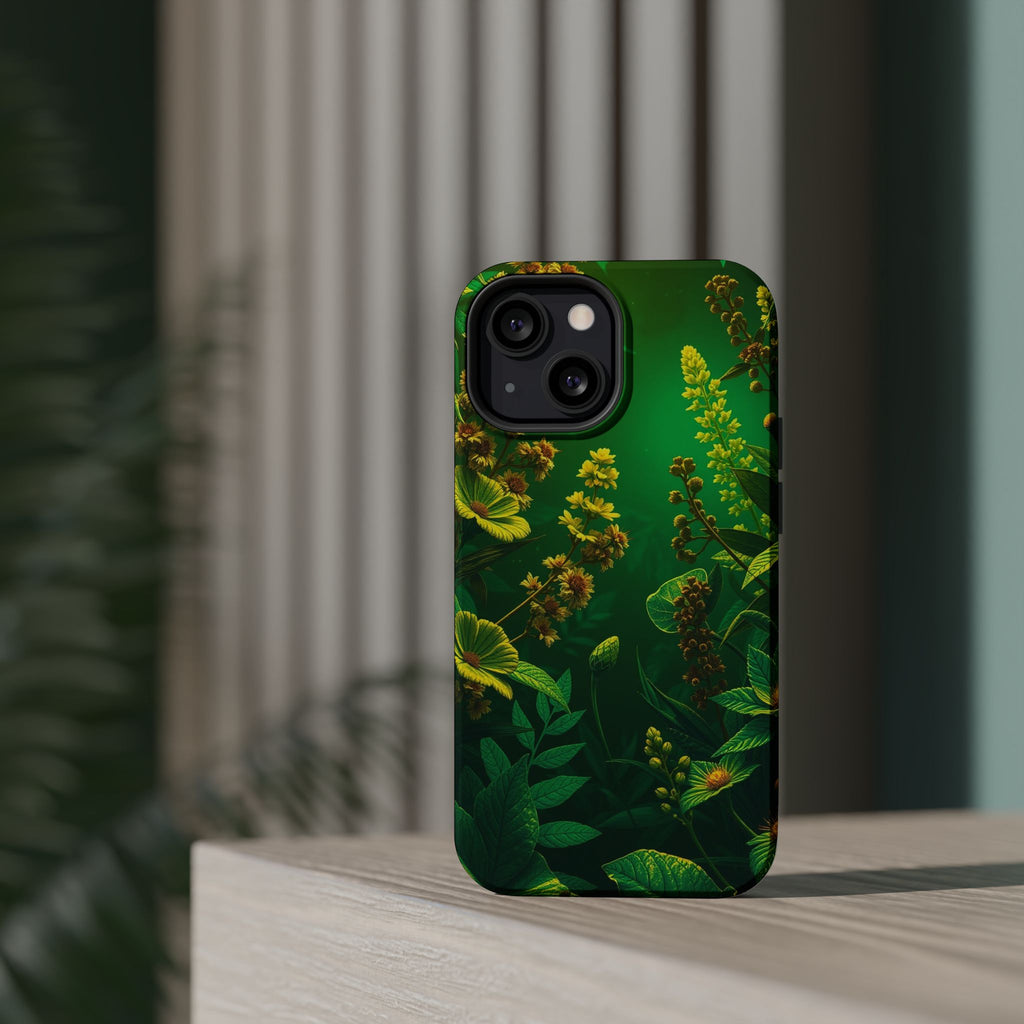 iPhone Emerald Green And Gold Vintage Botanicals Print Slim Snap Case · iPhone C
