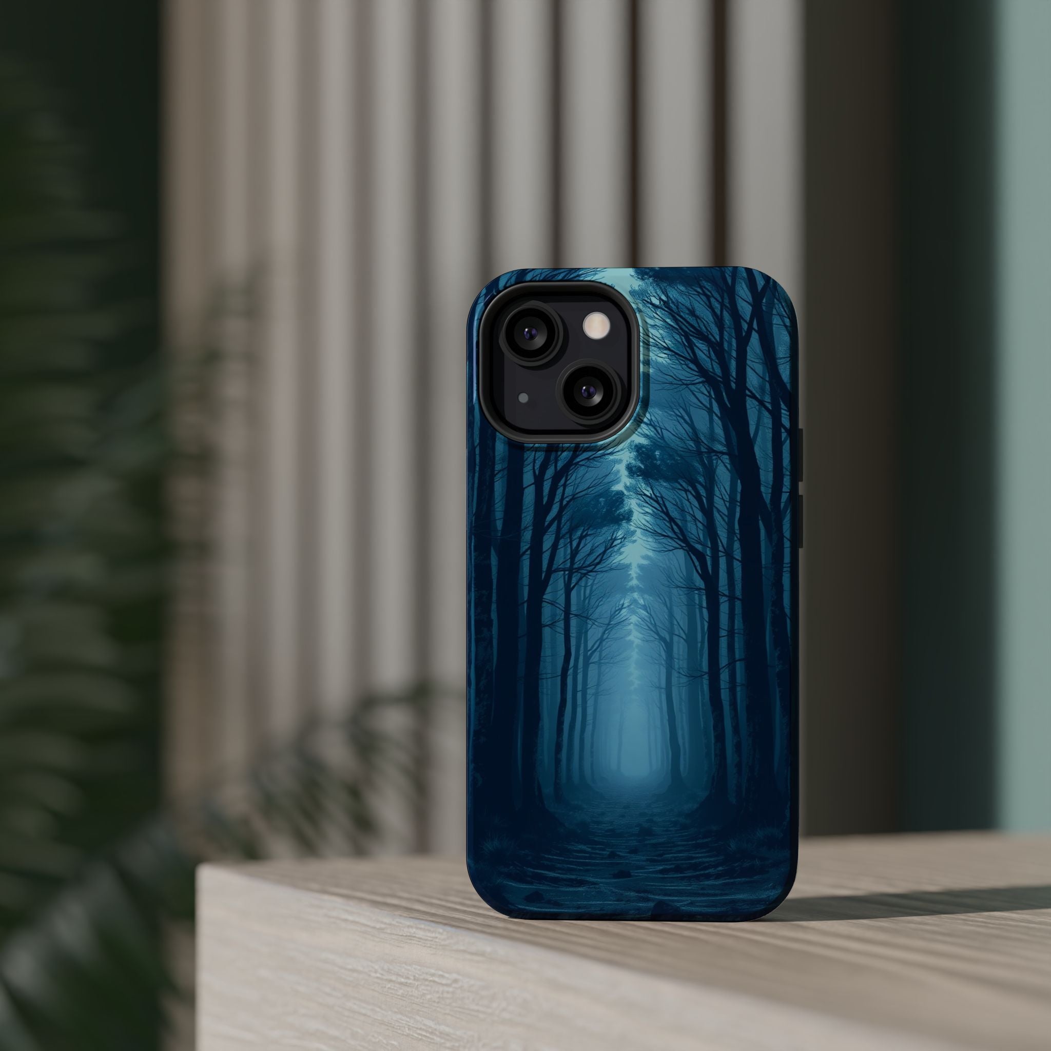 iPhone Midnight Blue And Silver Misty Forest Path iPhone Clean Minimal · iPhone