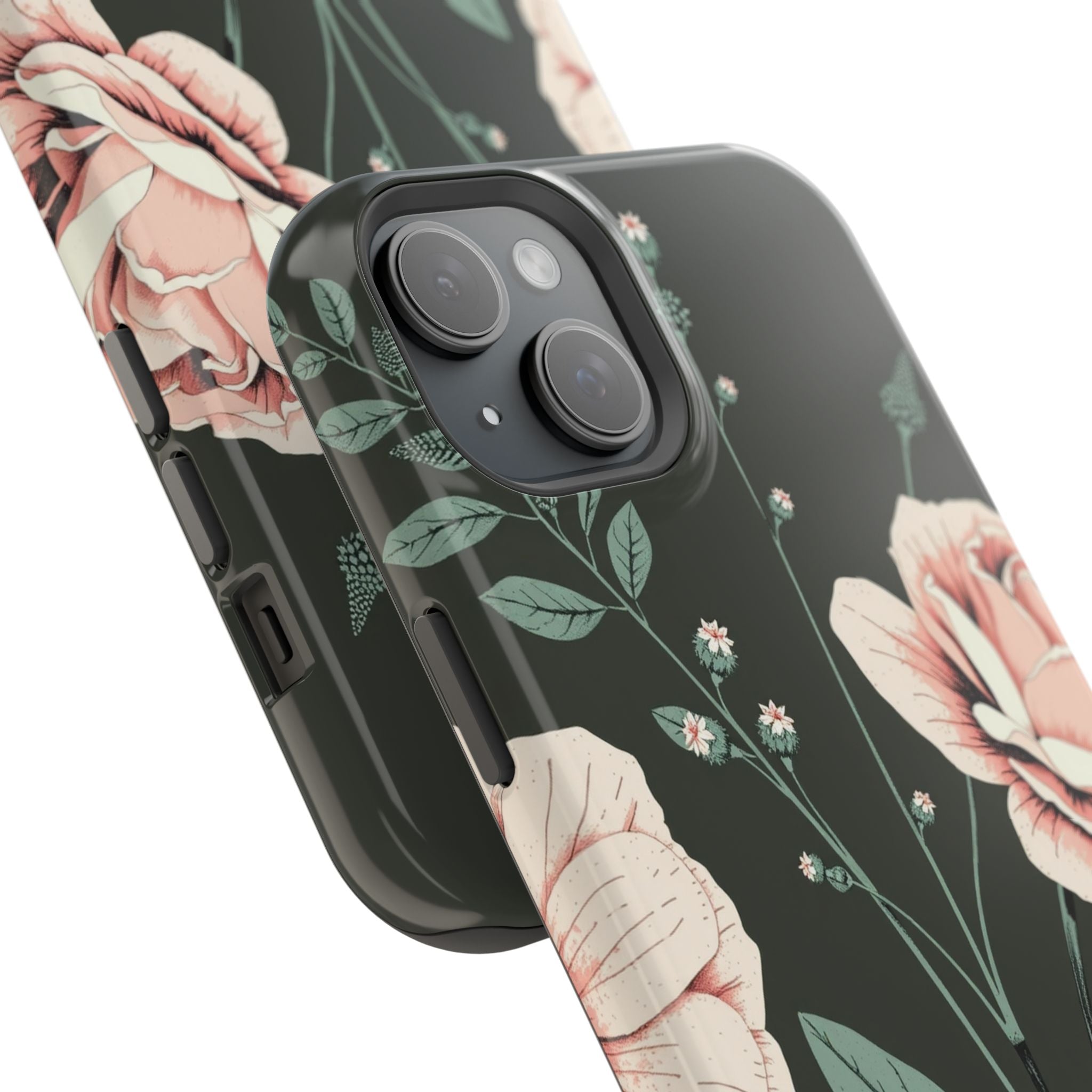 iPhone Mint And Blush Vintage Botanical Print Slim Everyday Designer Case · iPho