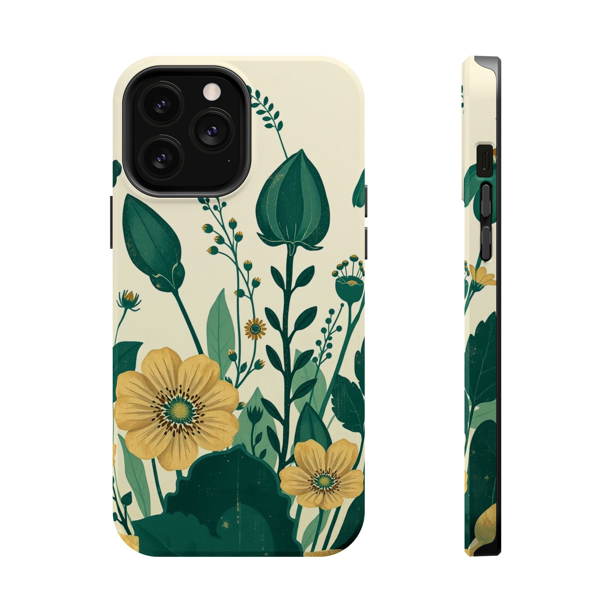 iPhone Emerald Green And Gold Pressed Botanicals Clean iPhone Minimal · iPhone C