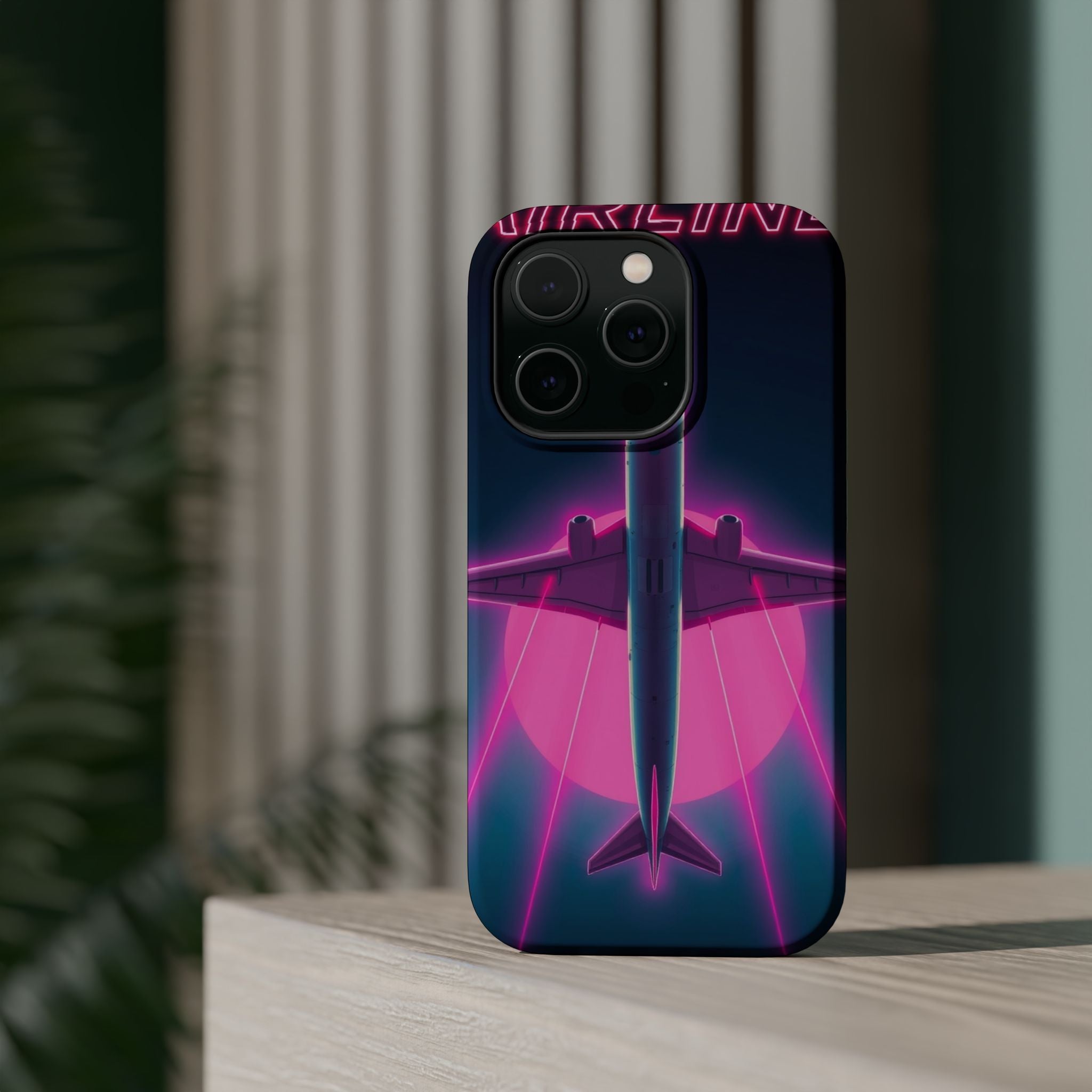 iPhone Cyan And Magenta Retro Airline Poster Slim Everyday Designer Case · iPhon