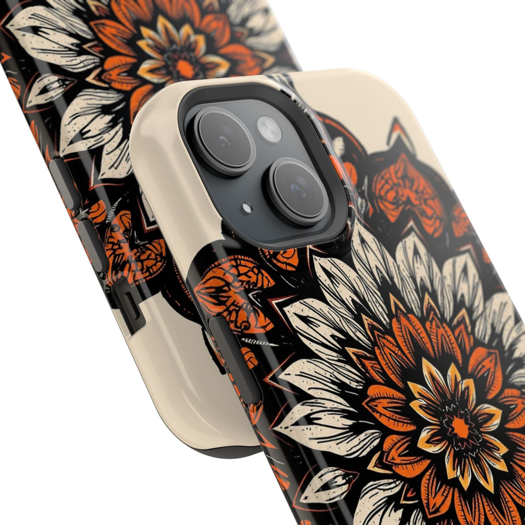iPhone Burnt Orange And Sand Floral Mandala Slim Snap Cas Carry Case · iPhone Ca