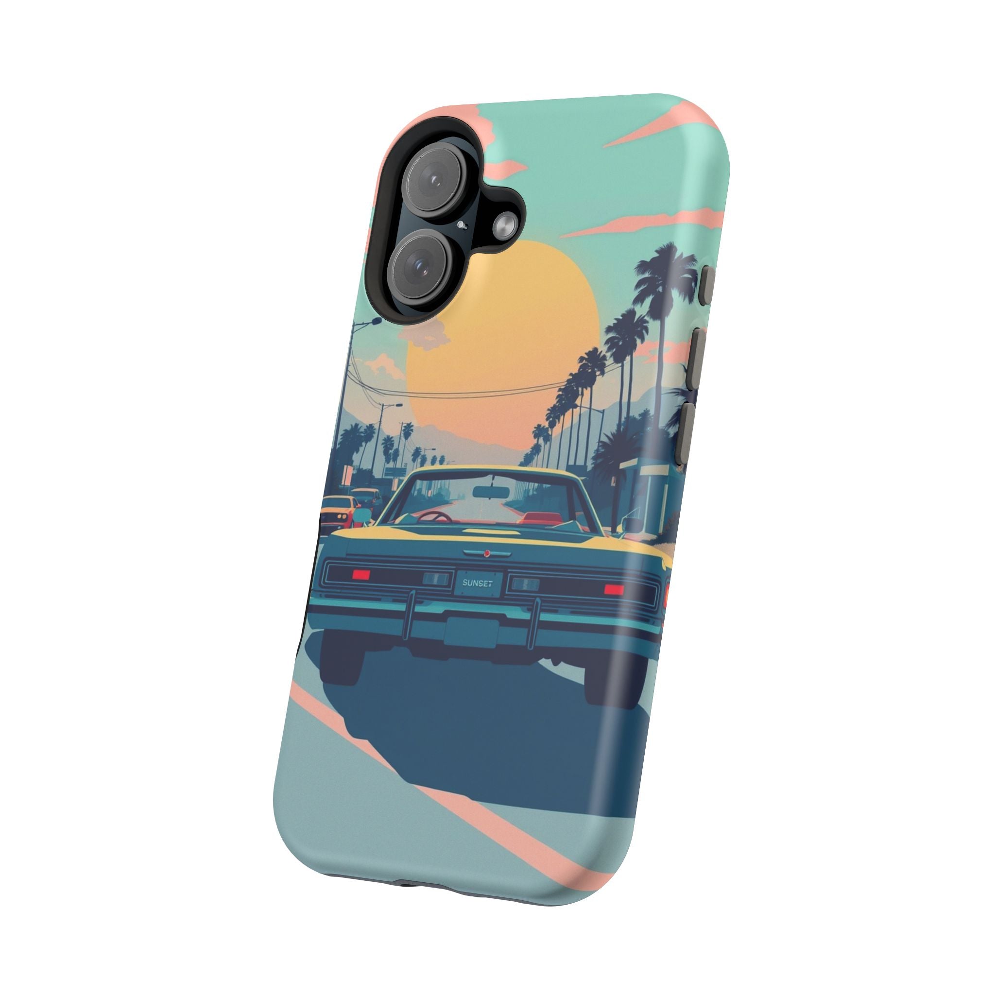 iPhone Sunset Drive 80s Pop Art Bold Slim Everyday Designer Case · iPhone Case