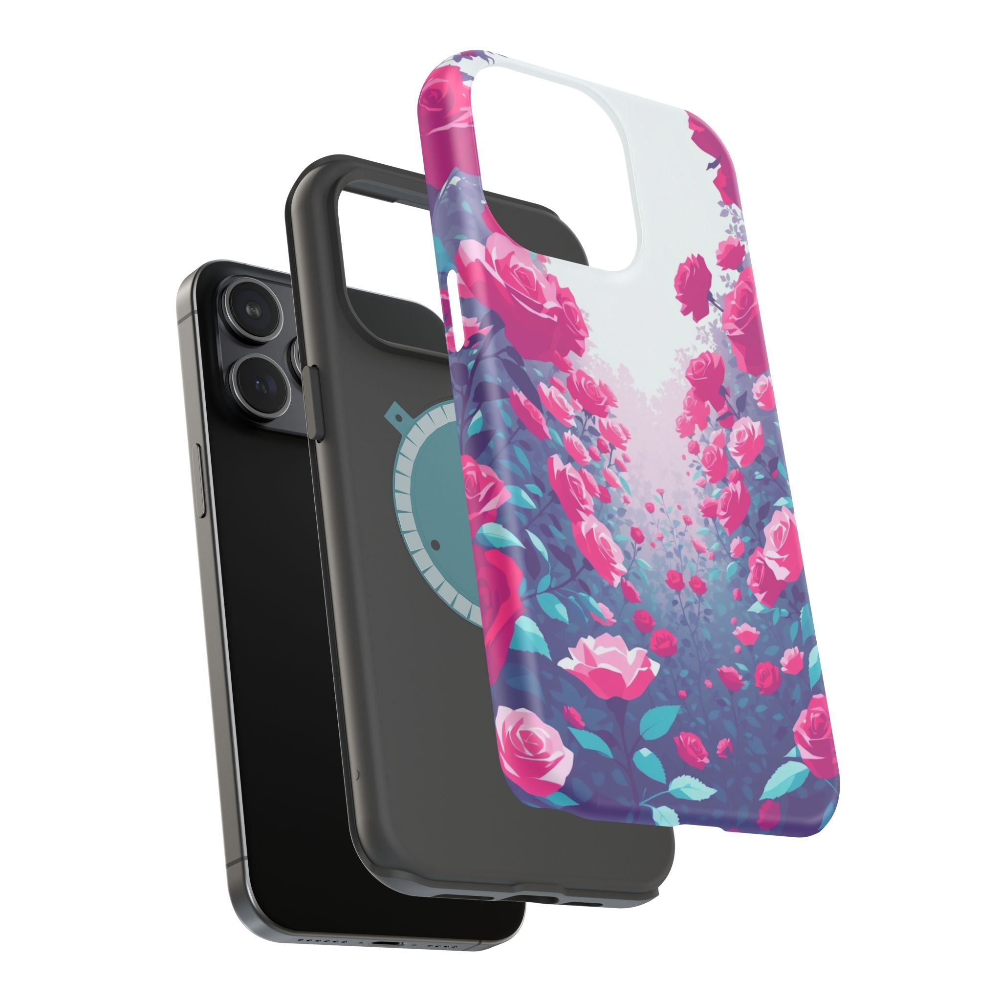 iPhone Cyan And Magenta Rose Garden Slim Everyday Designer Case · iPhone Case