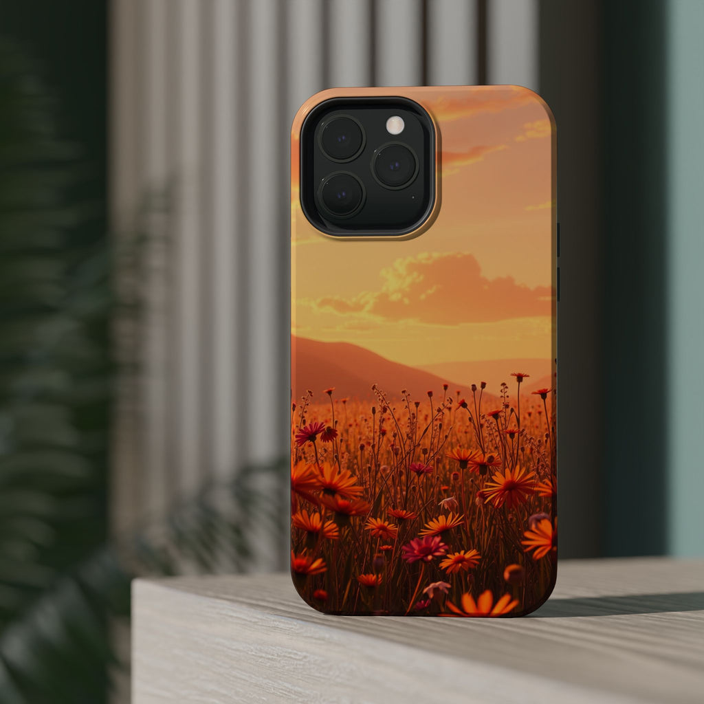 iPhone Sunset Amber And Peach Wildflower Field Soft iPhone Finish · iPhone Case