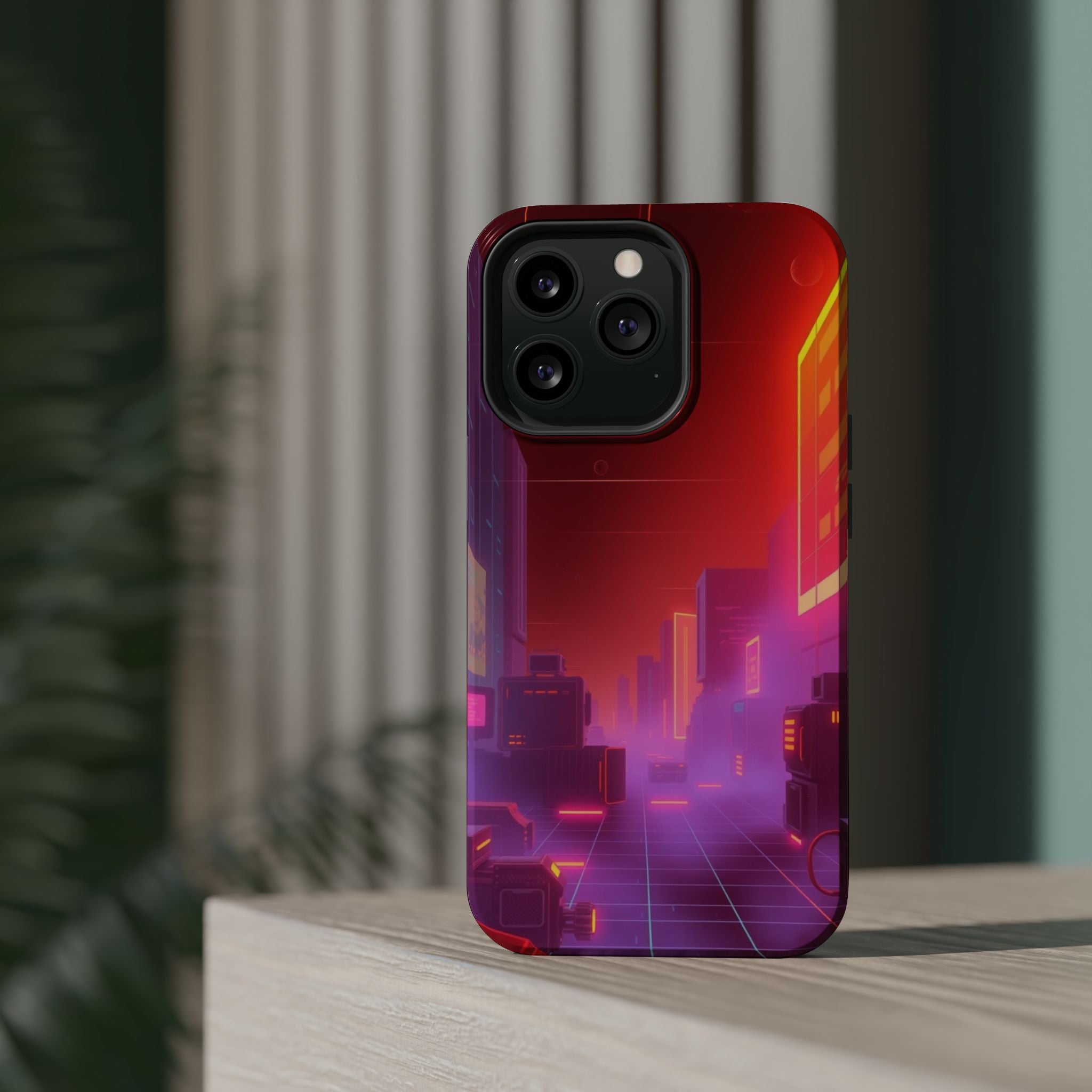 iPhone Dreamy 80s Grid Synthwave Design Slim Everyday Designer Case · iPhone Cas