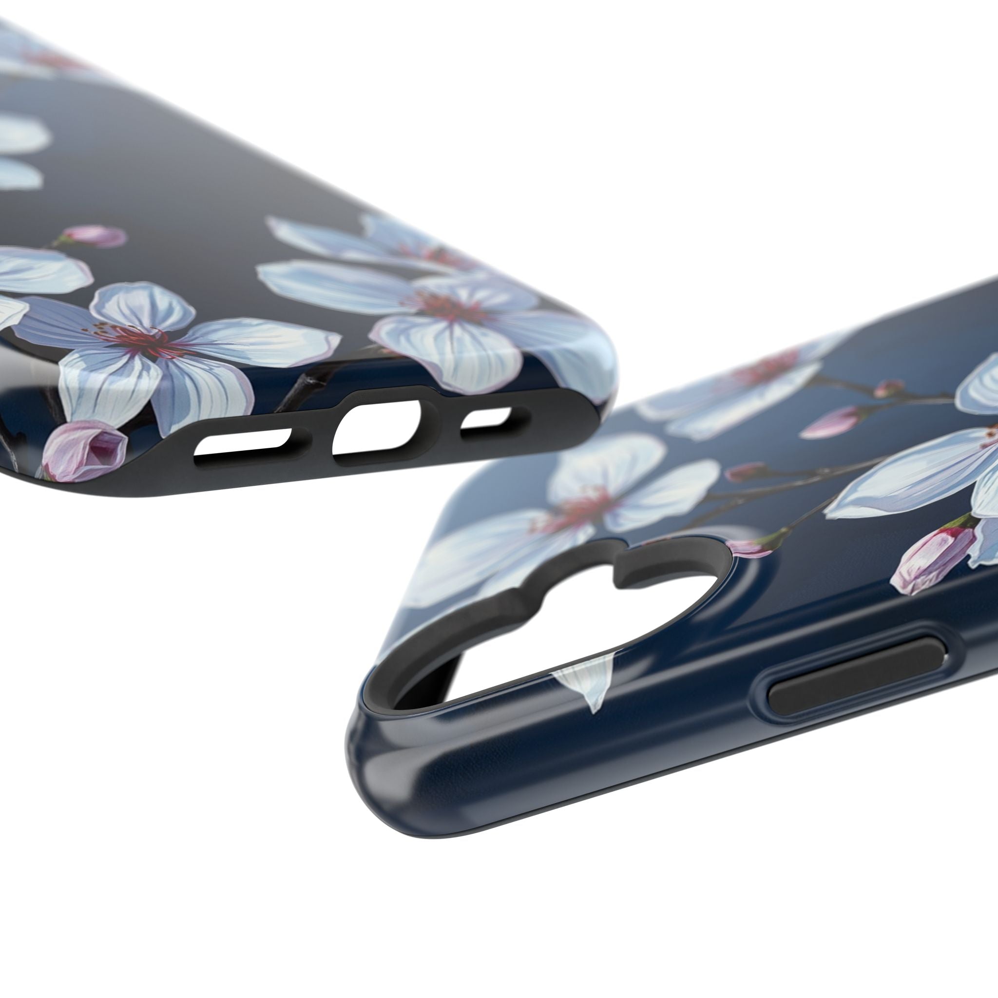 iPhone Midnight Blue And Silver Cherry Blossom Soft iPhone Finish · iPhone Case