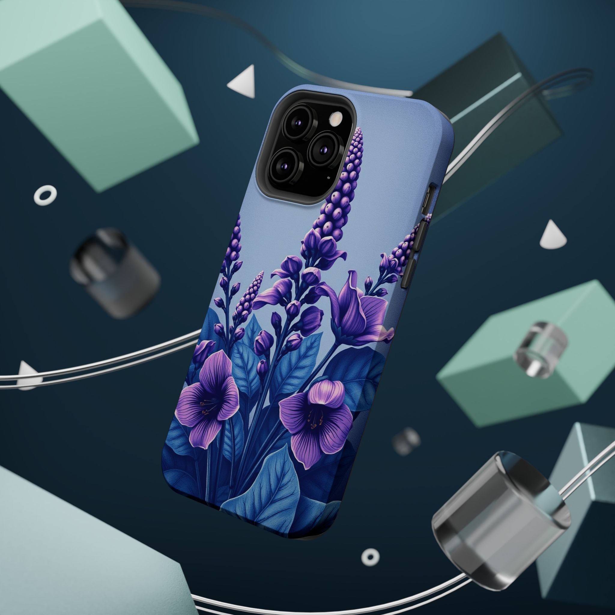 iPhone Indigo And Violet Botanical Illustration Soft iPhone Finish · iPhone Case