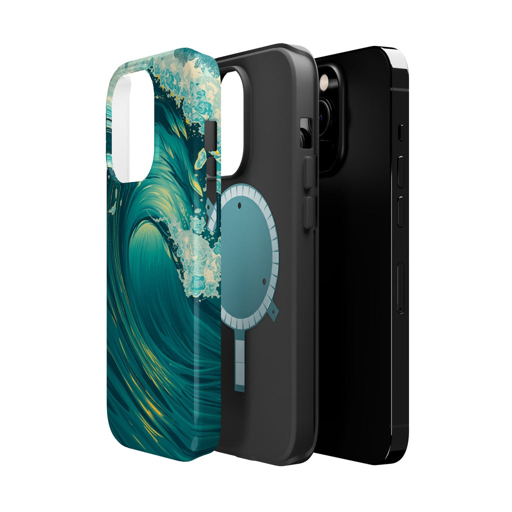 iPhone Emerald Green And Gold Ocean Wave Crash Soft iPhone Finish · iPhone Case