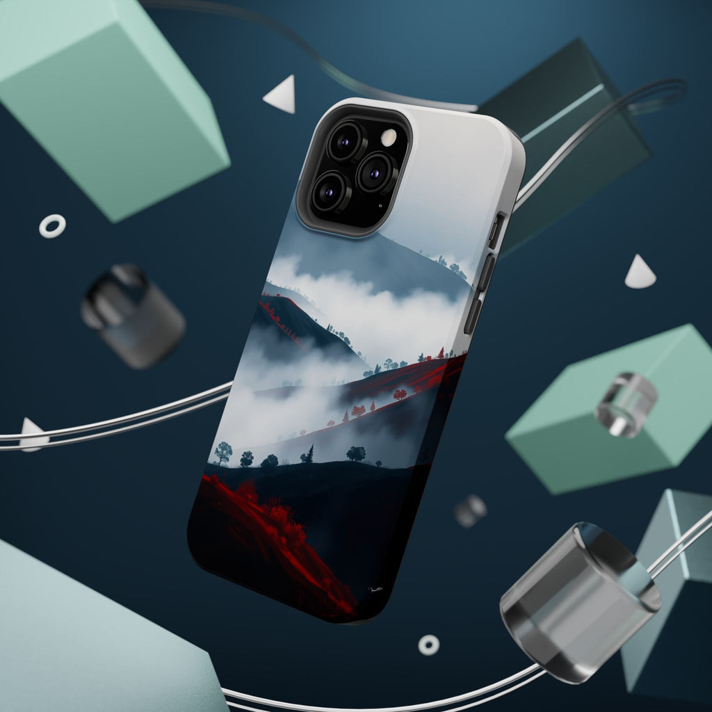 iPhone Black And Crimson Fog Rolling Over Hills Soft iPhone Finish · iPhone Case