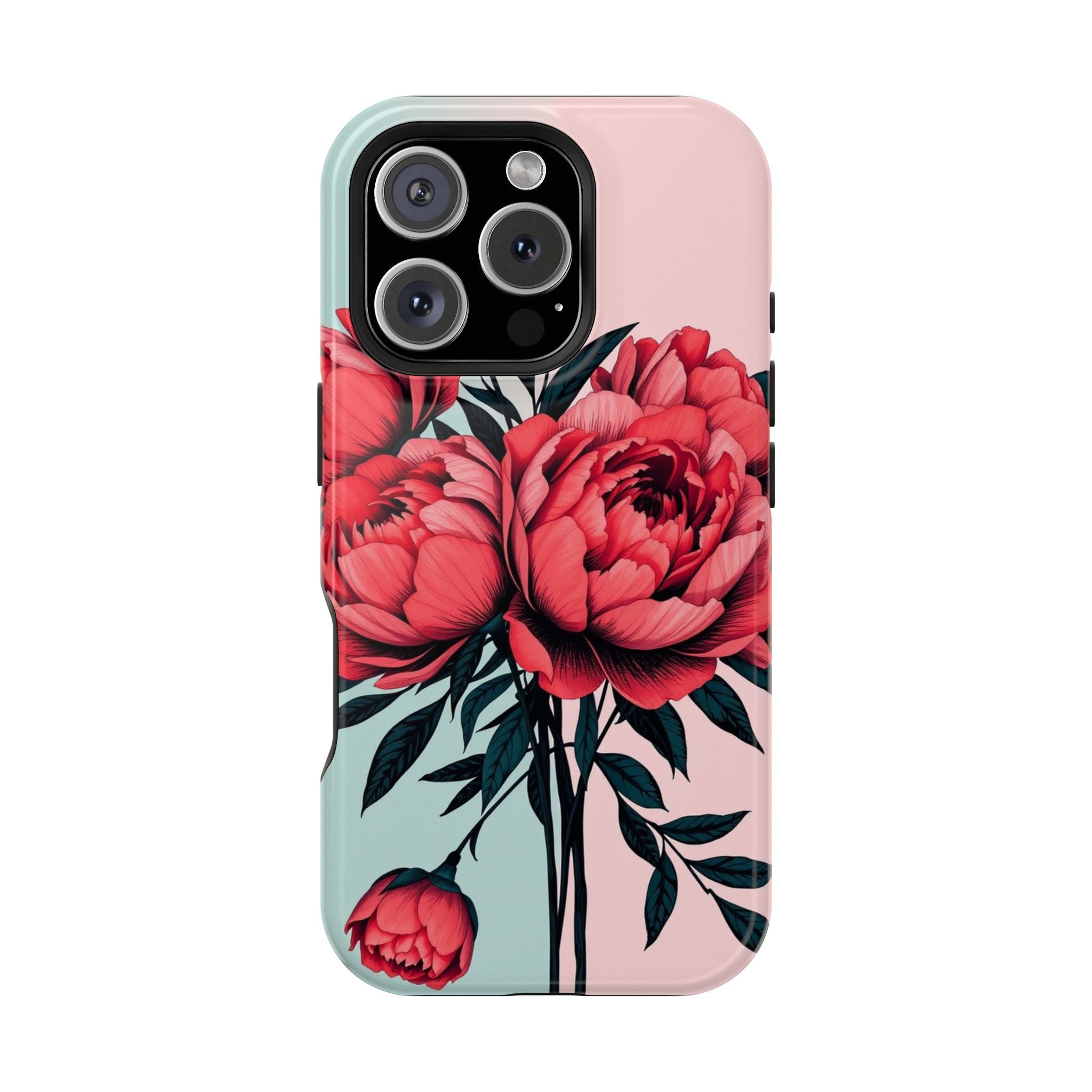 iPhone Teal And Coral Peony Bouquet Artistic Everyday Cas Slim Snap Case · iPhon