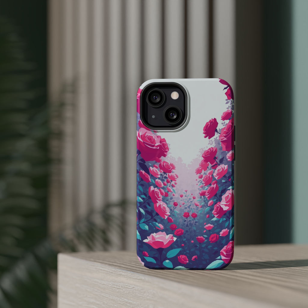 iPhone Cyan And Magenta Rose Garden Slim Everyday Designer Case · iPhone Case
