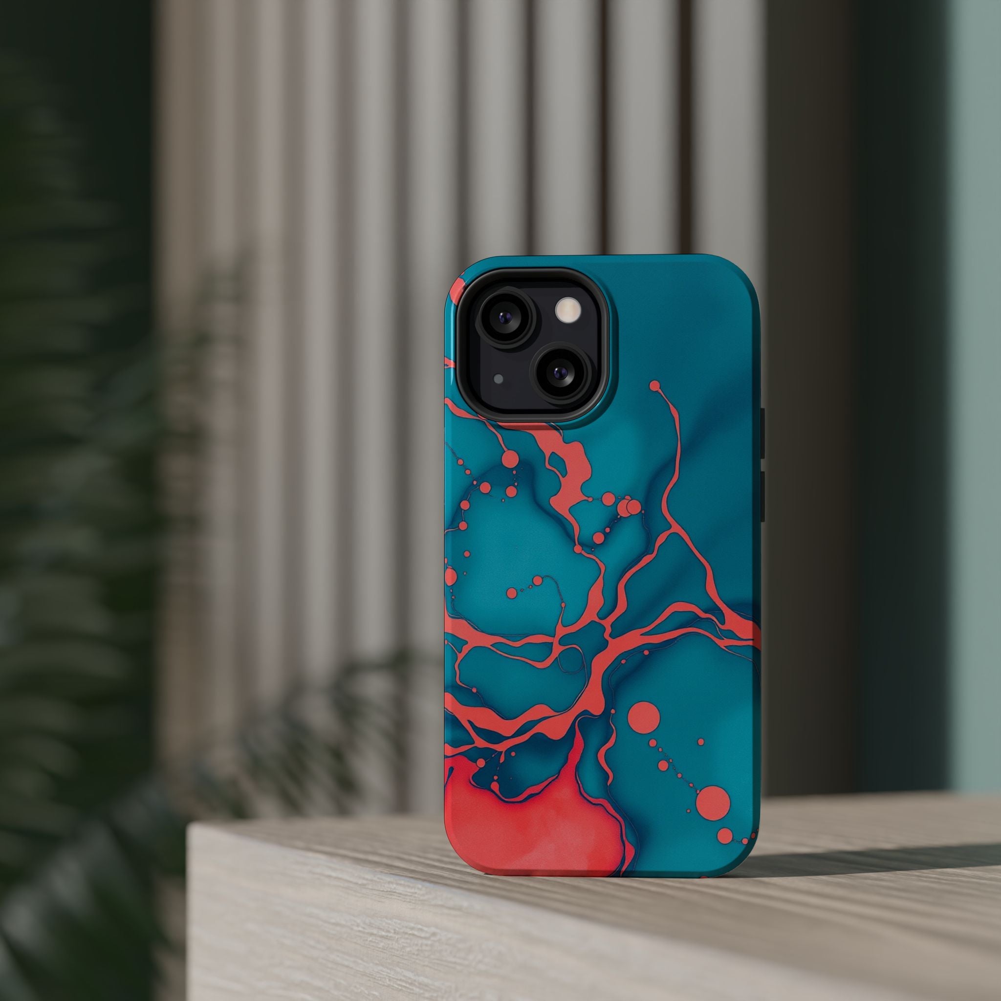 iPhone Oil Slick Teal And Coral Slim Everyday Designer Case · iPhone Case