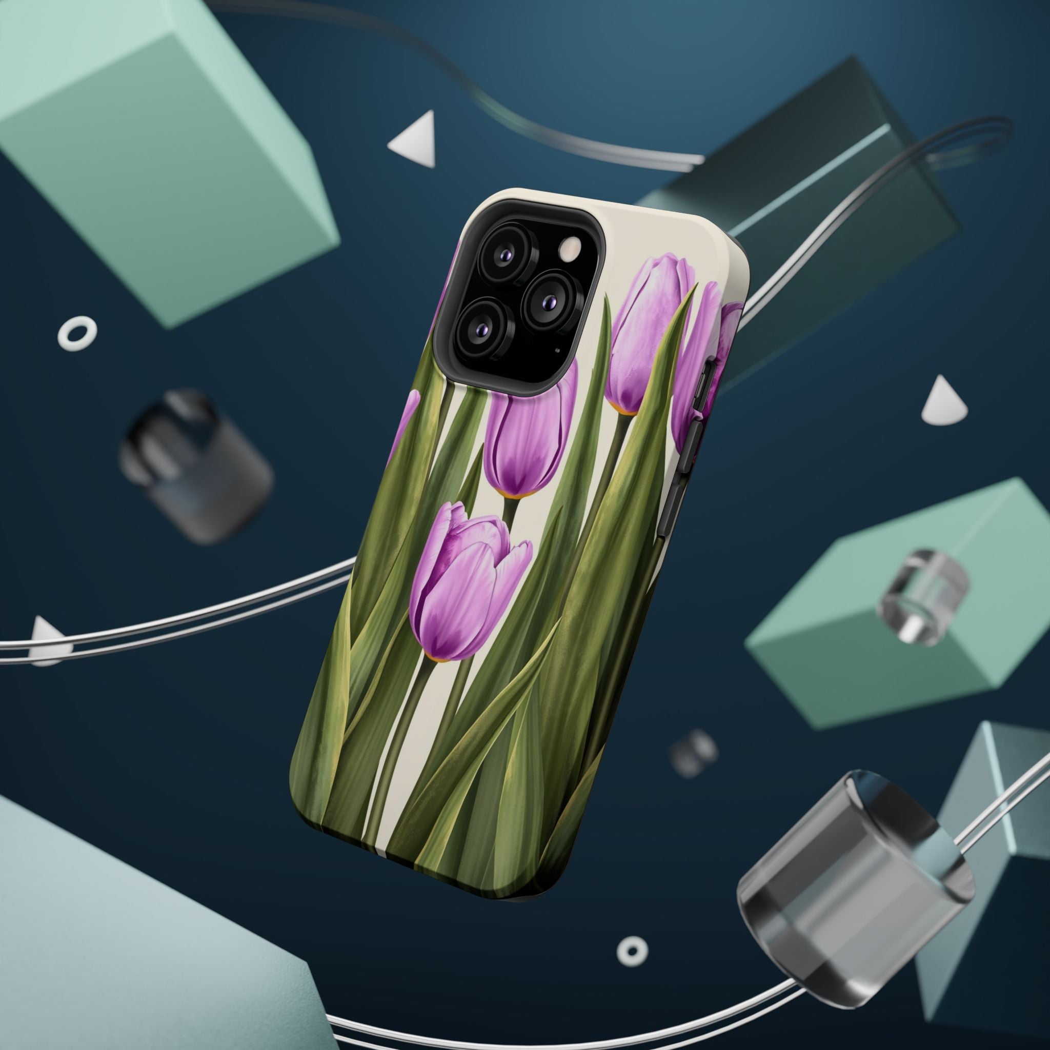 iPhone Tulip Row Electric Art 14 Bold Modern Everyday Snap Case · iPhone Case