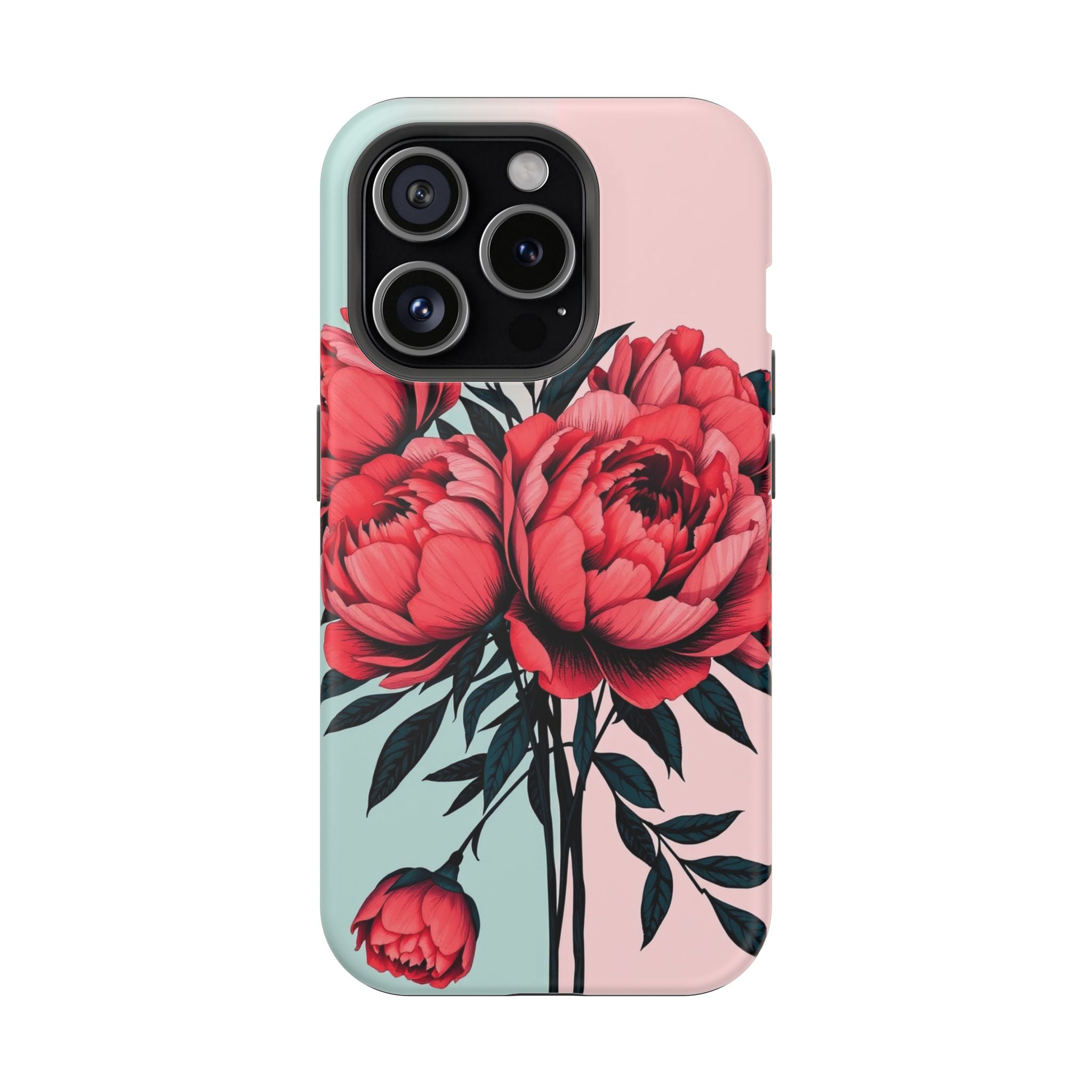 iPhone Teal And Coral Peony Bouquet Artistic Everyday Cas Slim Snap Case · iPhon