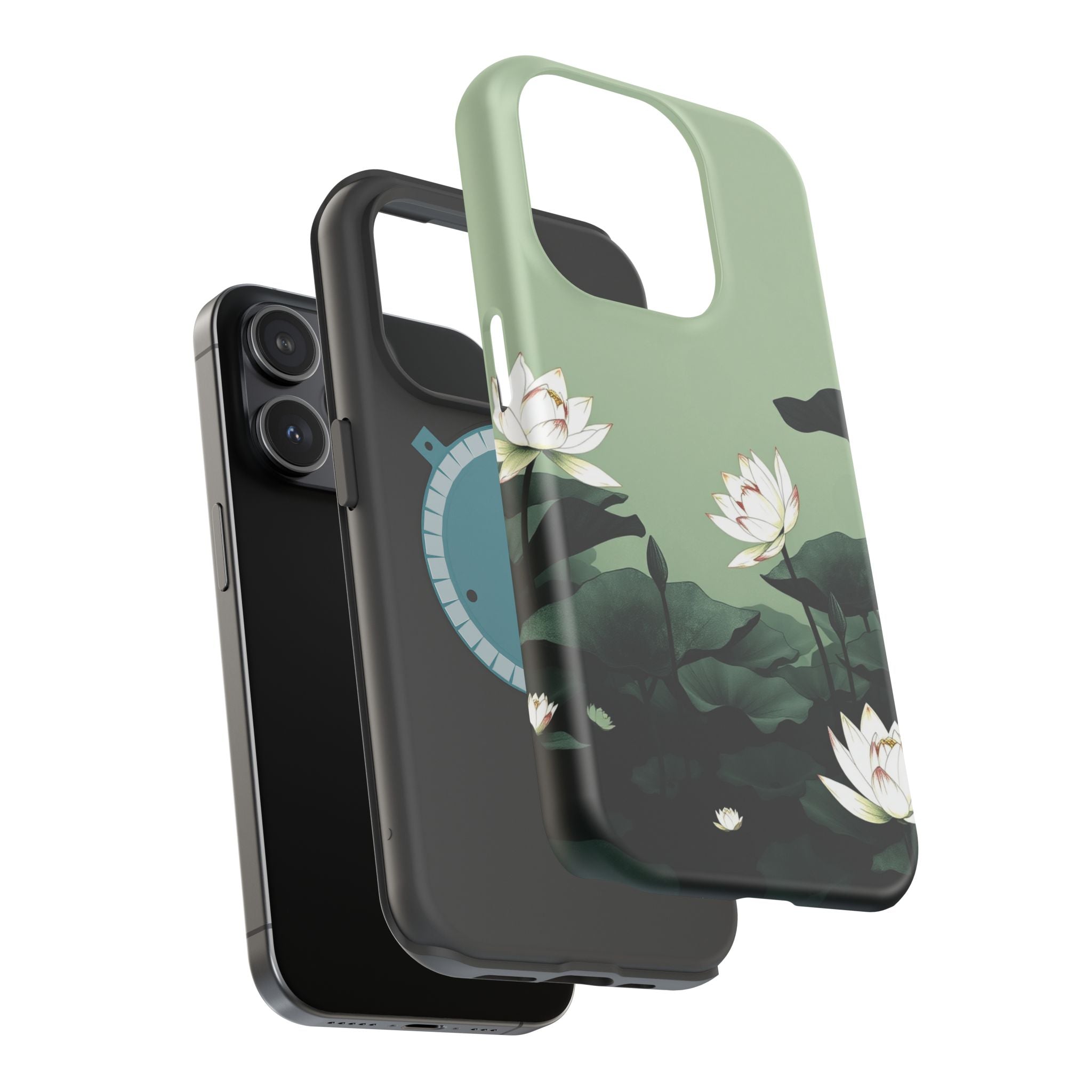 iPhone Sage And Ivory Lotus Pond Bold Modern Everyday Snap Case · iPhone Case