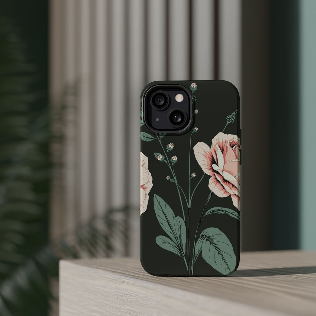 iPhone Mint And Blush Vintage Botanical Print Slim Everyday Designer Case · iPho