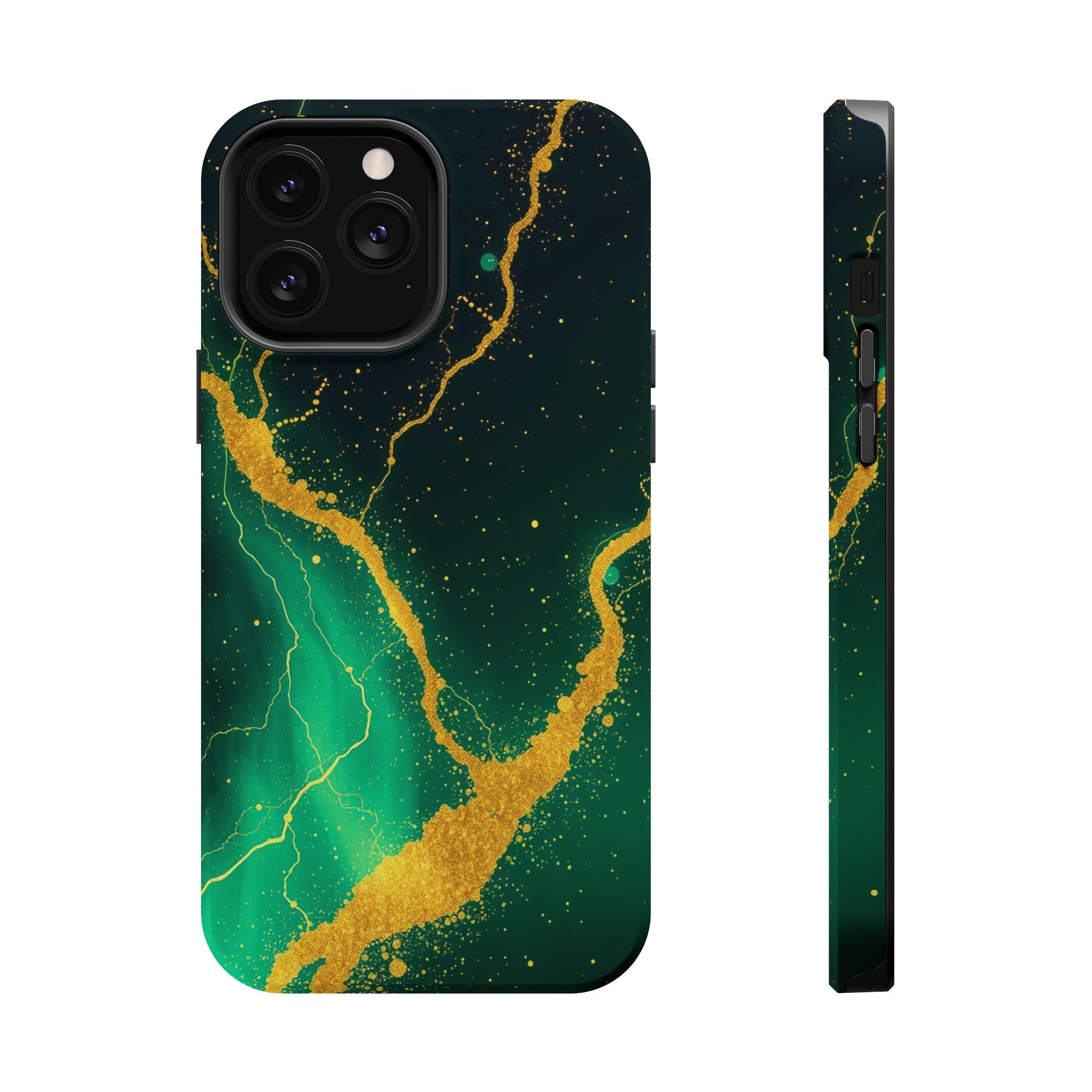 iPhone Emerald Green And Gold Petal Storm Slim iPhone Everyday Designer · iPhone