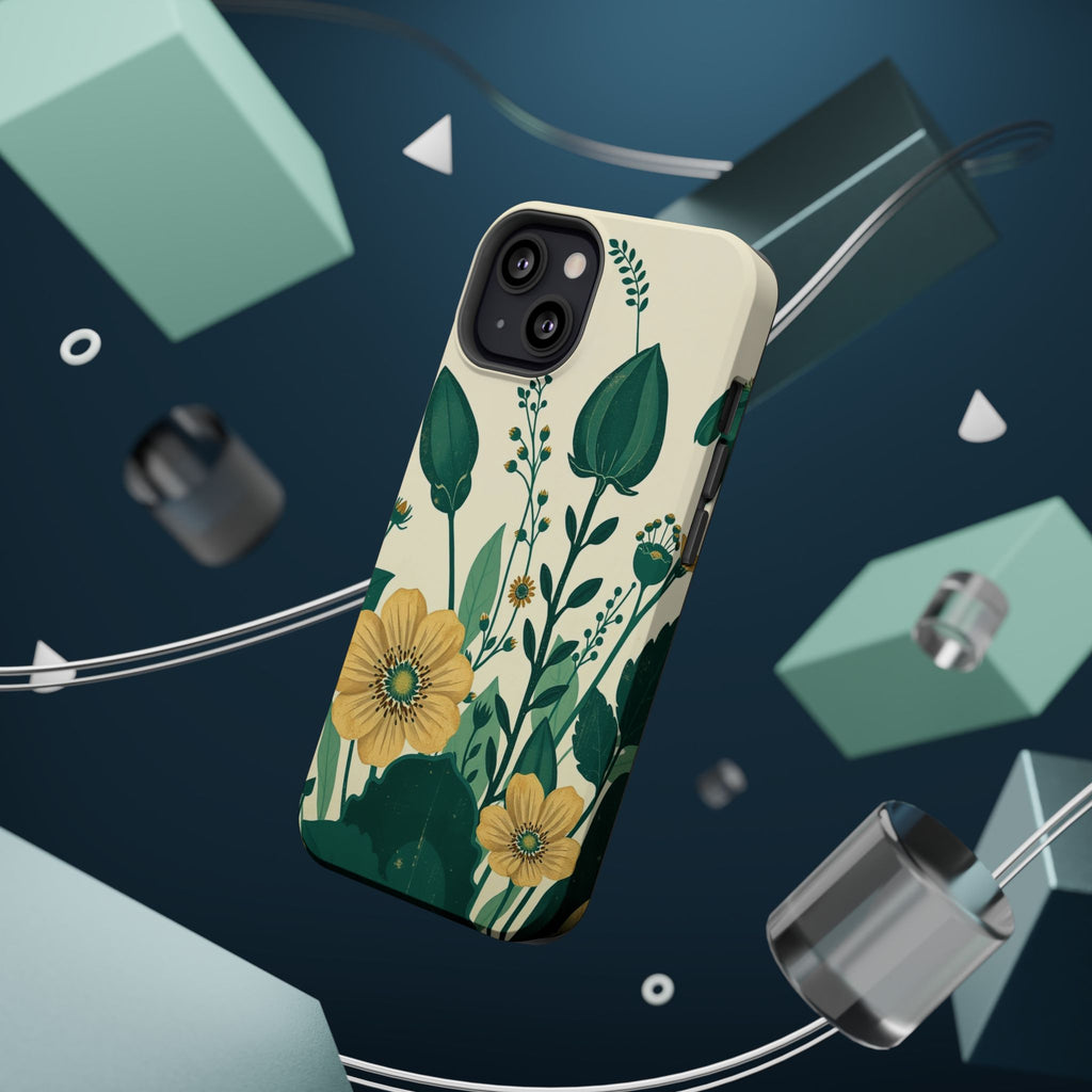 iPhone Emerald Green And Gold Pressed Botanicals Clean iPhone Minimal · iPhone C