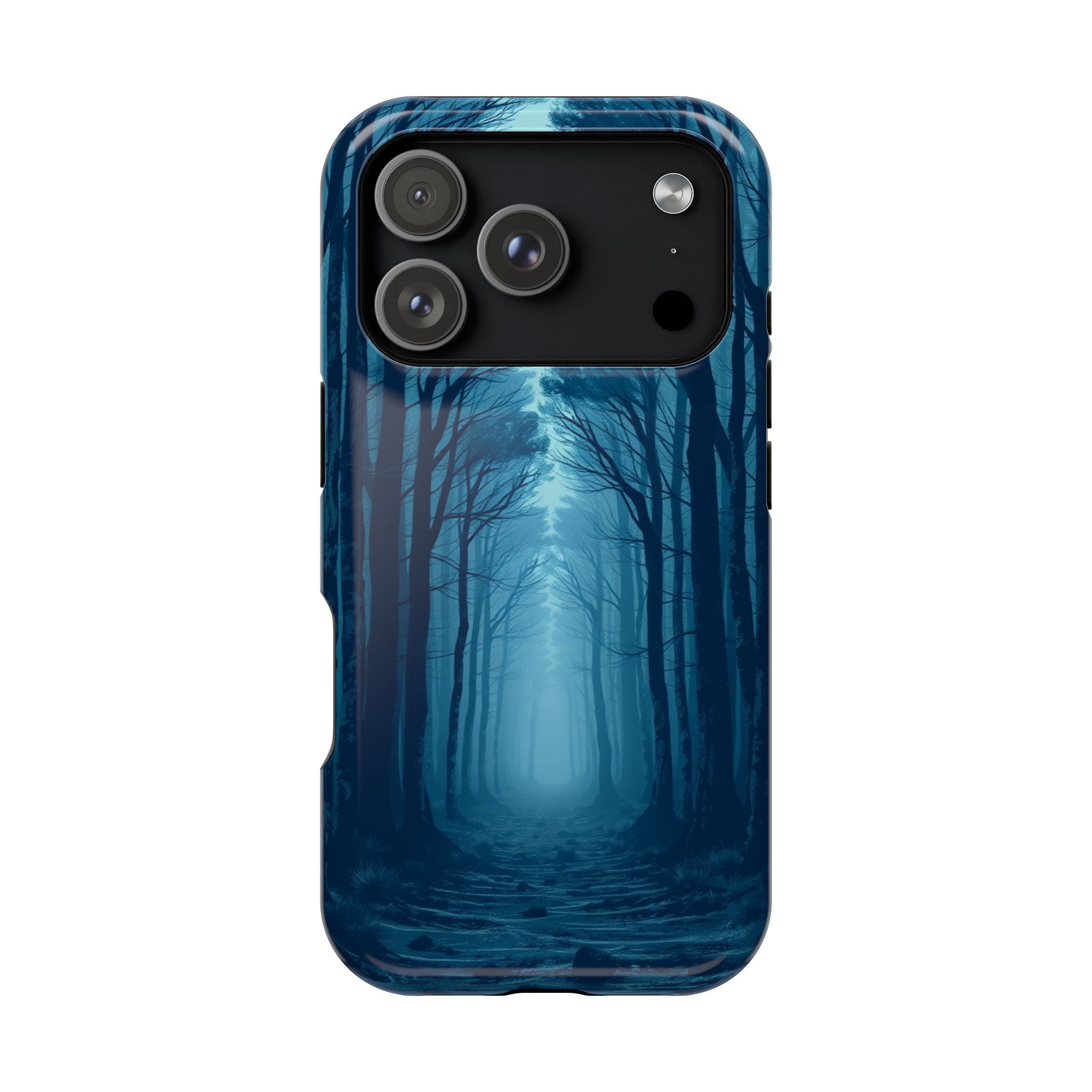 iPhone Midnight Blue And Silver Misty Forest Path iPhone Clean Minimal · iPhone