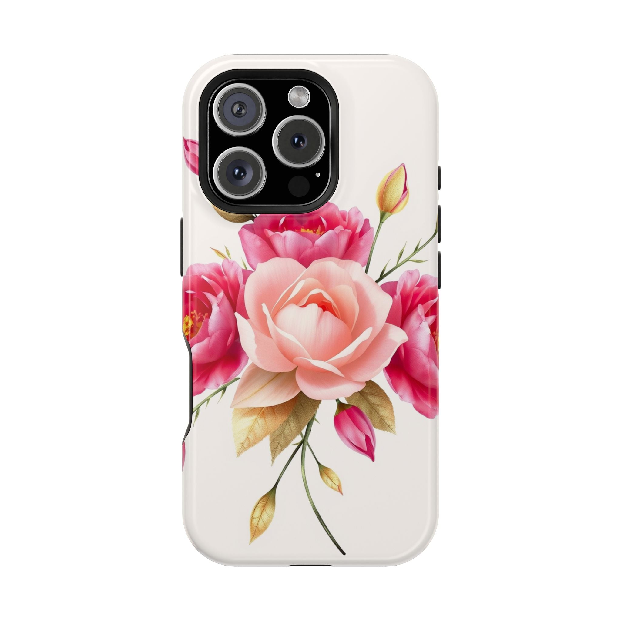 iPhone Rose Pink And Cream Neon Floral Slim Everyday Designer Case · iPhone Case