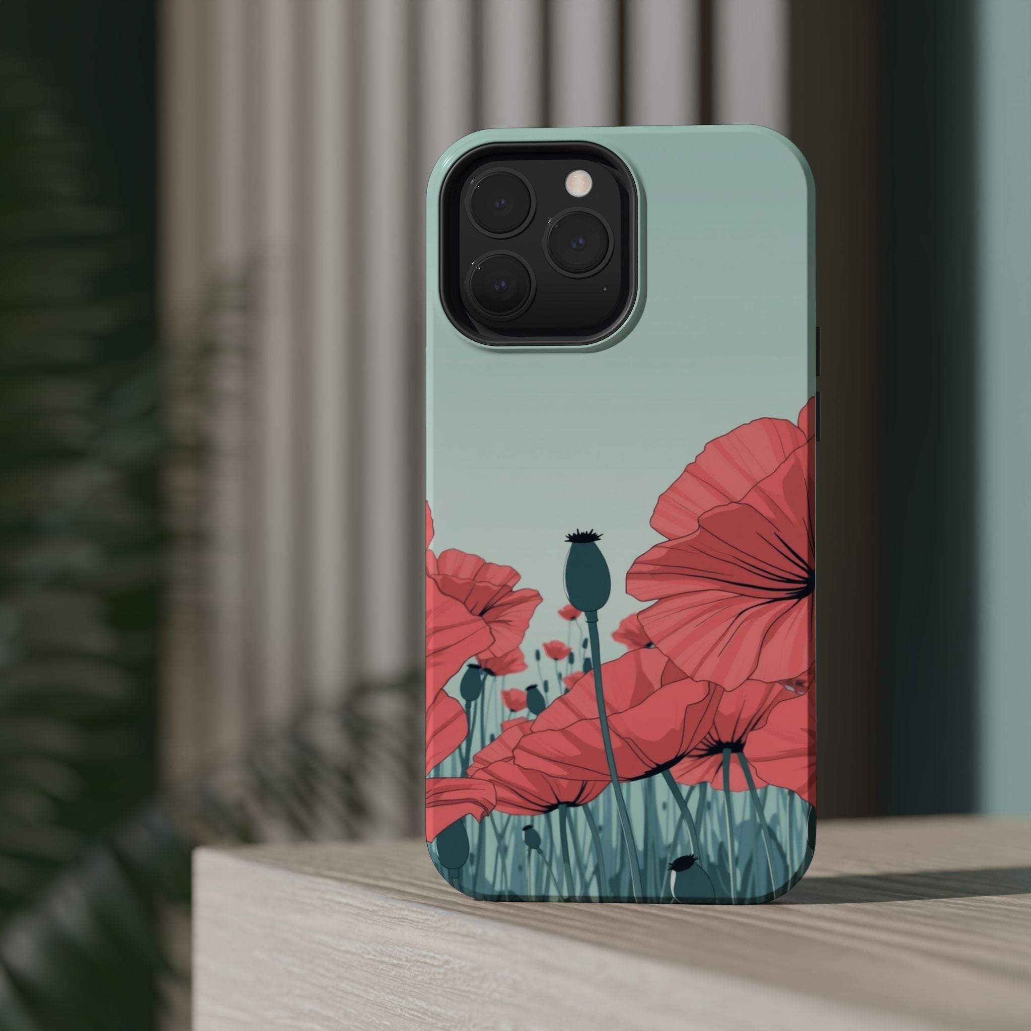 iPhone Mint And Blush Poppy Field Bold Modern Everyday Snap Case · iPhone Case