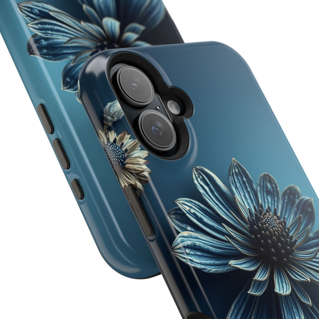 iPhone Midnight Blue And Silver Dried Flower Flat Lay iPhone 15 · iPhone Case