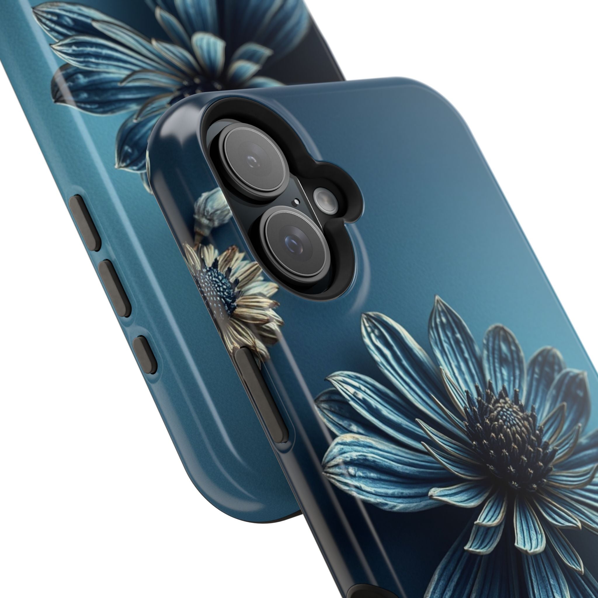 iPhone Midnight Blue And Silver Dried Flower Flat Lay iPhone 15 · iPhone Case