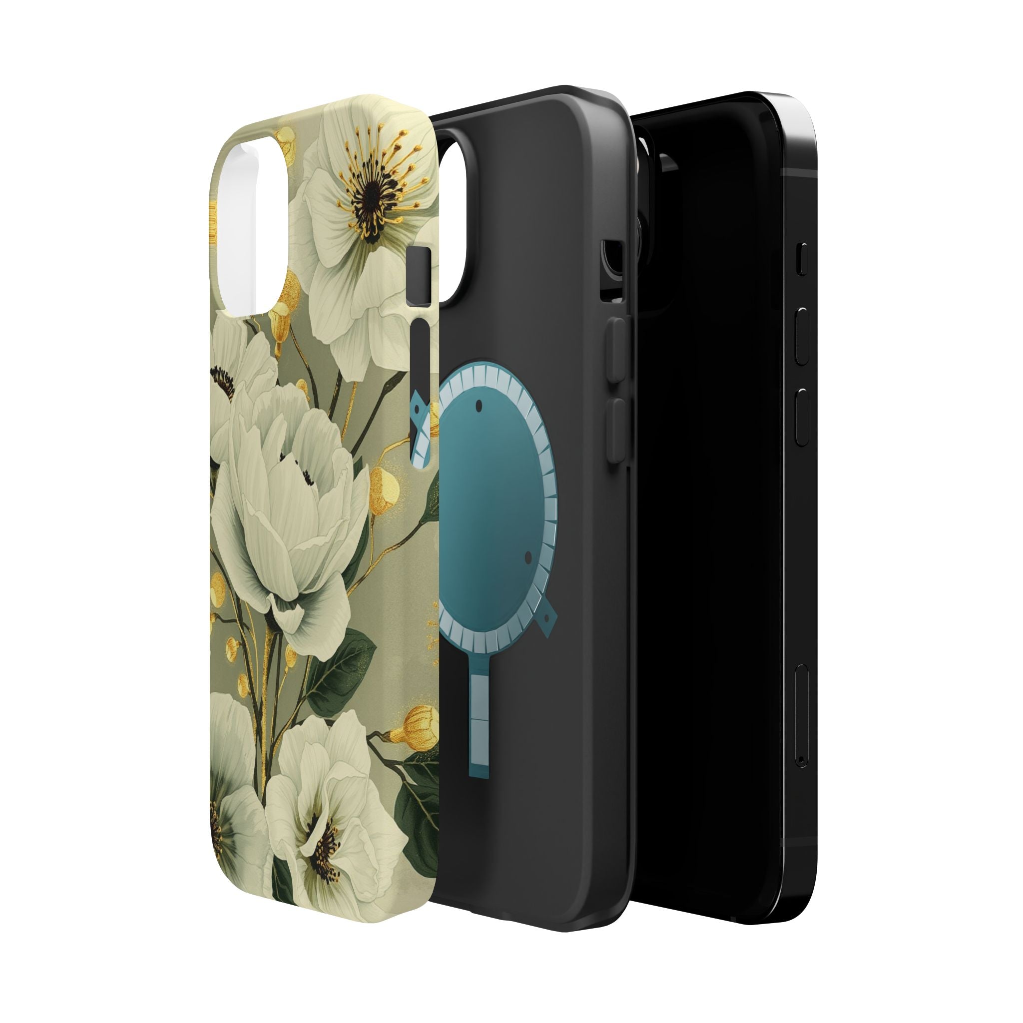 iPhone Sage And Ivory Floral Ink Wash Slim Everyday iPhone 14 Designer · iPhone