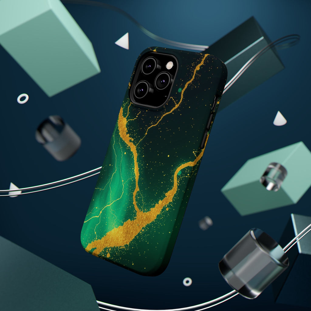 iPhone Emerald Green And Gold Petal Storm Slim iPhone Everyday Designer · iPhone