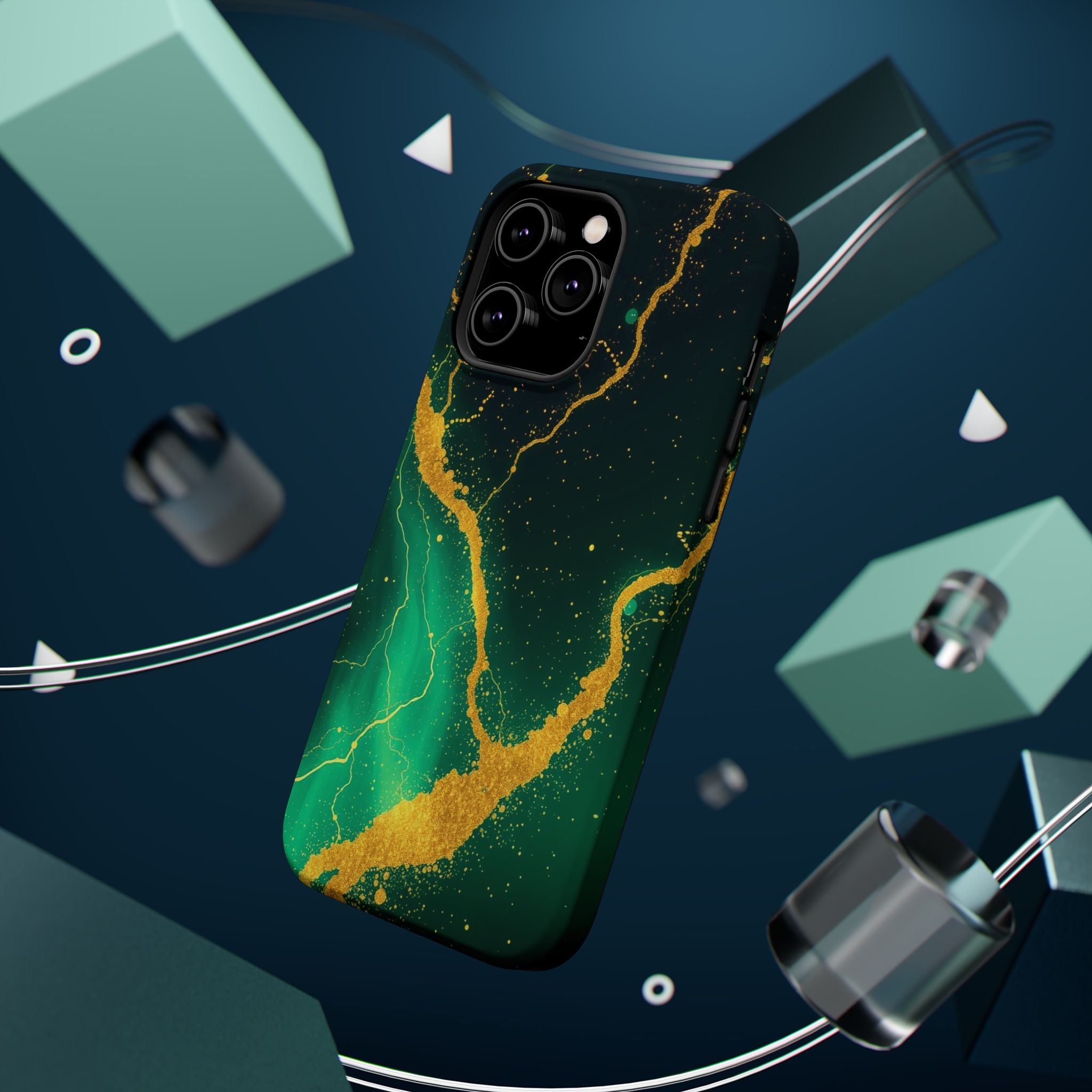 iPhone Emerald Green And Gold Petal Storm Slim iPhone Everyday Designer · iPhone