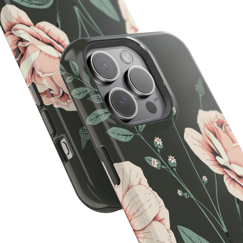iPhone Mint And Blush Vintage Botanical Print Slim Everyday Designer Case · iPho