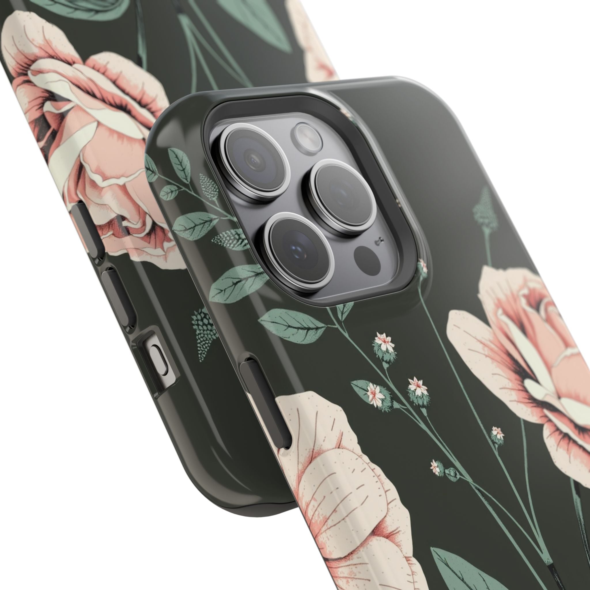 iPhone Mint And Blush Vintage Botanical Print Slim Everyday Designer Case · iPho