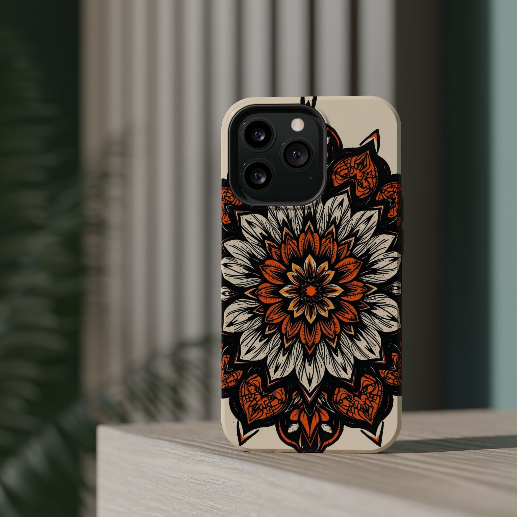 iPhone Burnt Orange And Sand Floral Mandala Slim Snap Cas Carry Case · iPhone Ca