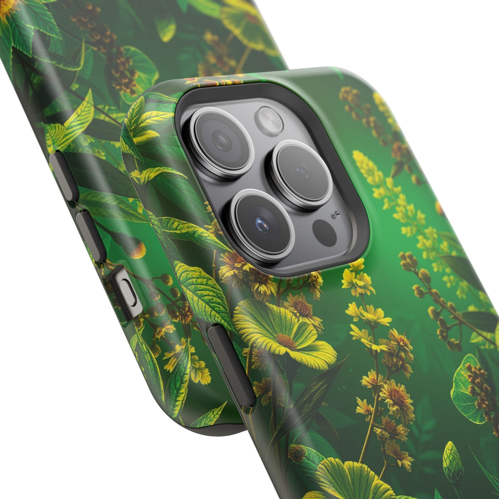 iPhone Emerald Green And Gold Vintage Botanicals Print Slim Snap Case · iPhone C
