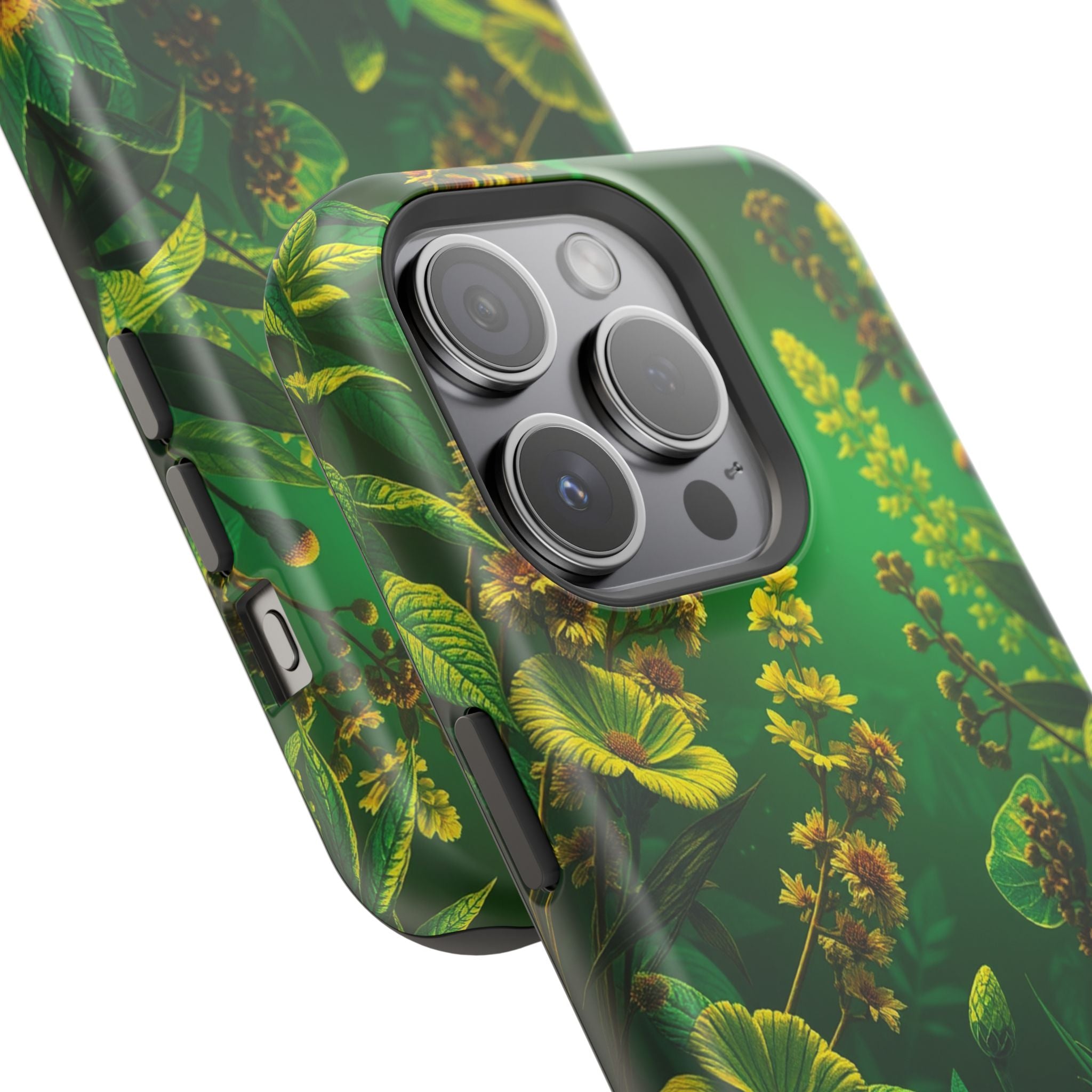 iPhone Emerald Green And Gold Vintage Botanicals Print Slim Snap Case · iPhone C
