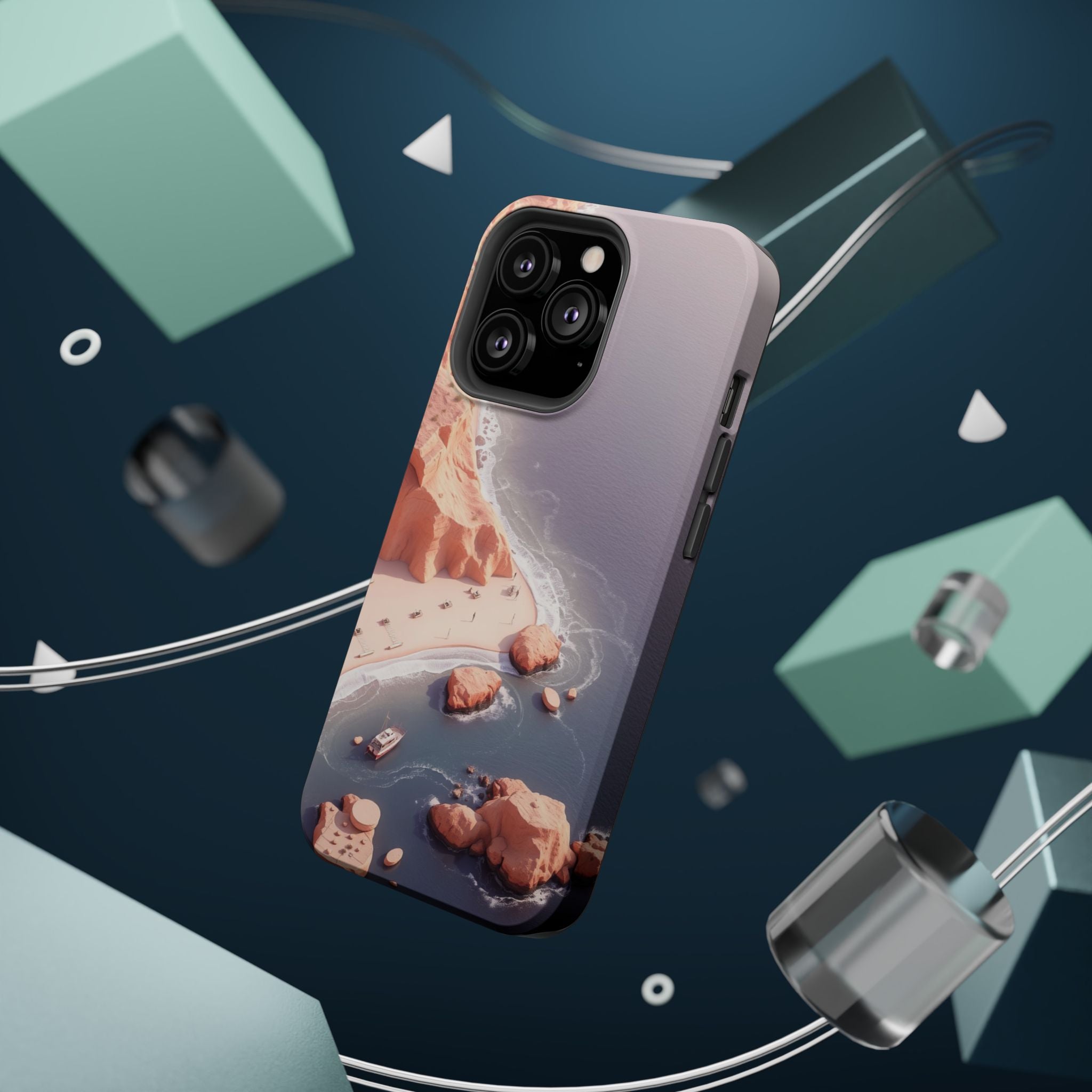 iPhone Rose Pink And Cream Shoreline Aerial Soft iPhone 17 Finish · iPhone Case
