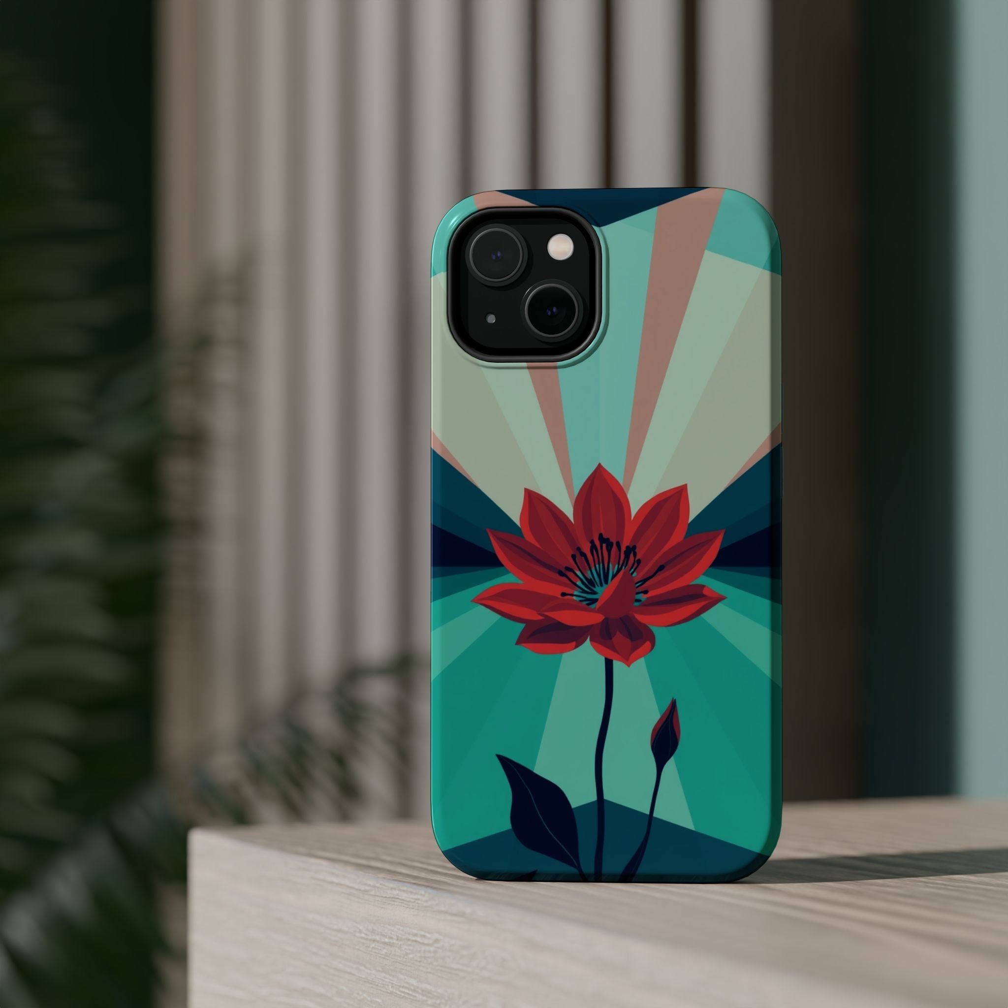 iPhone Teal And Coral Night Bloomer Slim Everyday Designer Case · iPhone Case