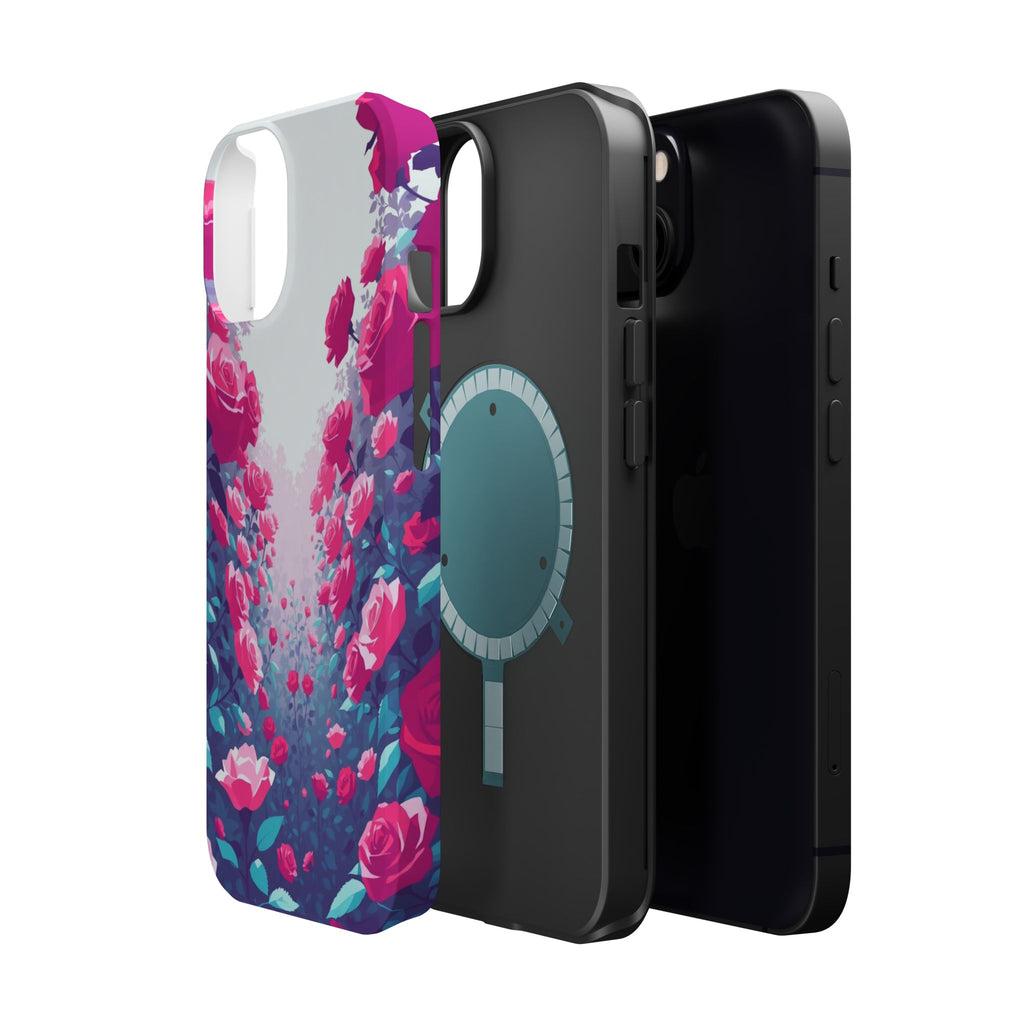 iPhone Cyan And Magenta Rose Garden Slim Everyday Designer Case · iPhone Case