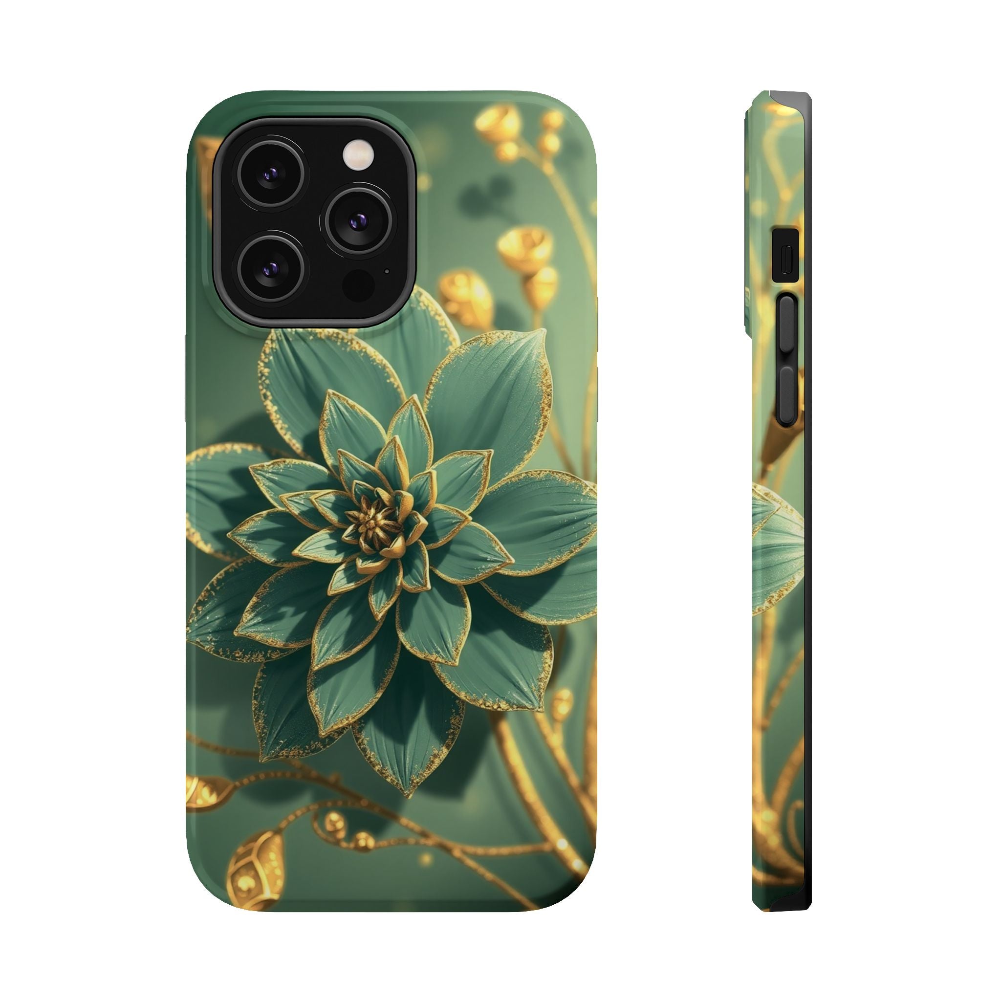 iPhone Floral Gold Foil Pixel Art -Bit Slim Everyday Designer Case · iPhone Case