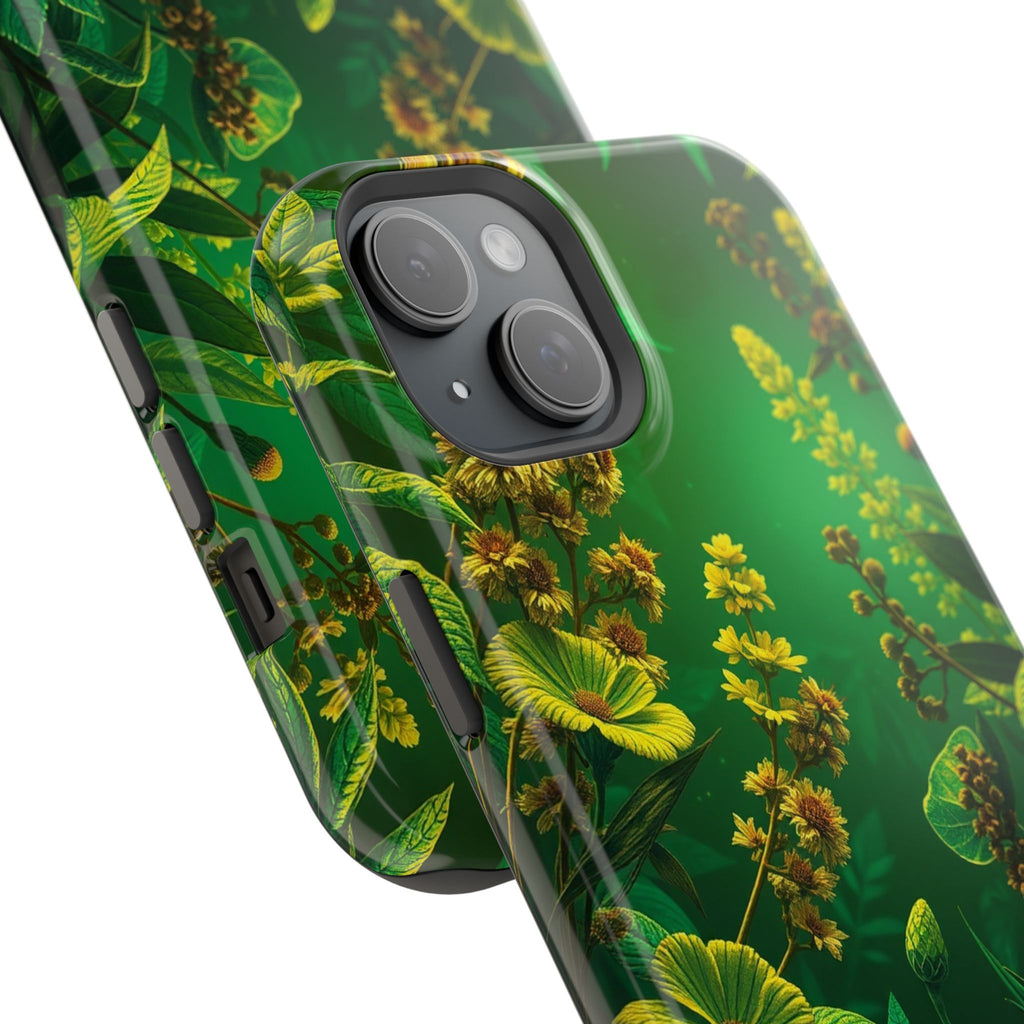 iPhone Emerald Green And Gold Vintage Botanicals Print Slim Snap Case · iPhone C