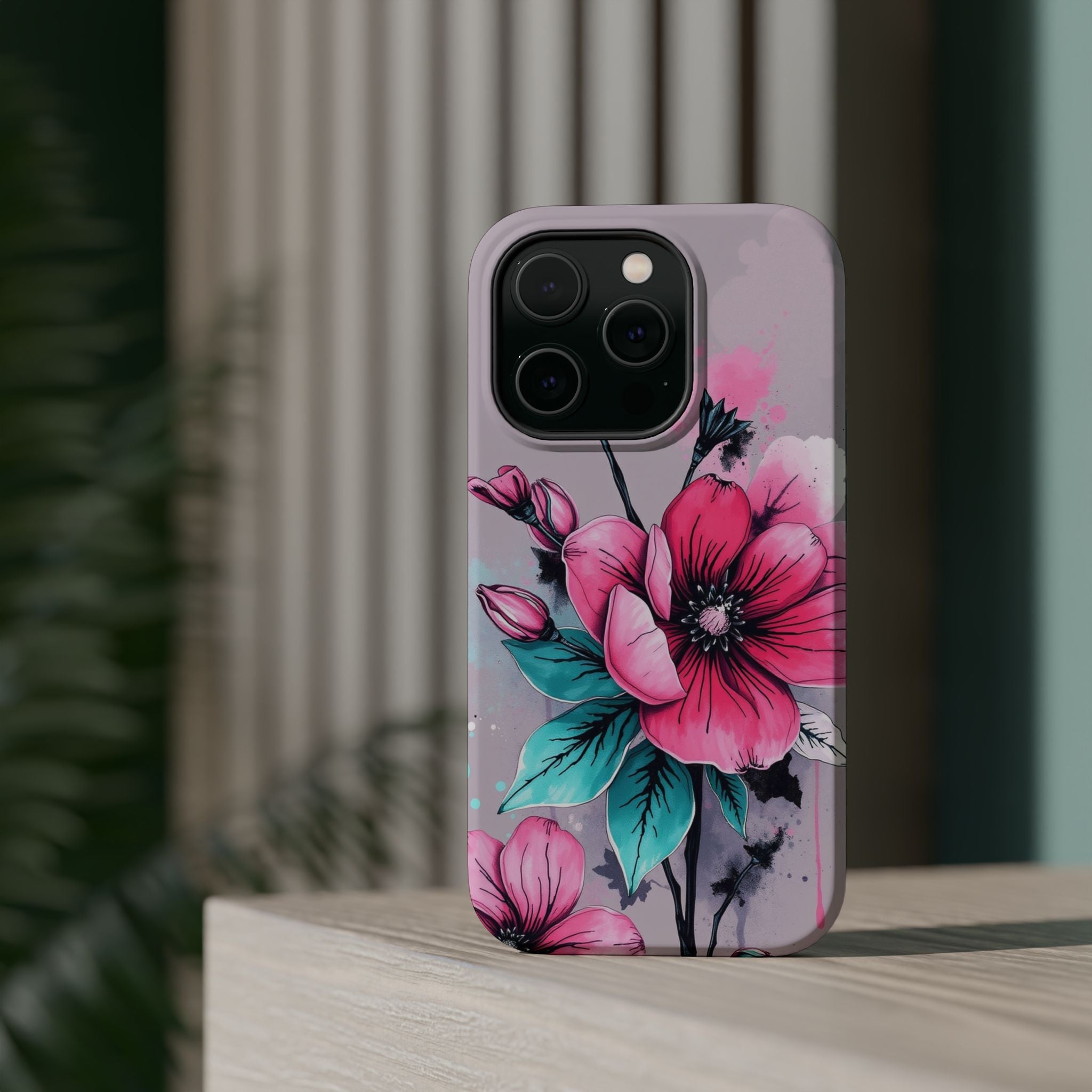 iPhone Mint And Blush Floral Ink Wash Slim Everyday Designer Case · iPhone Case