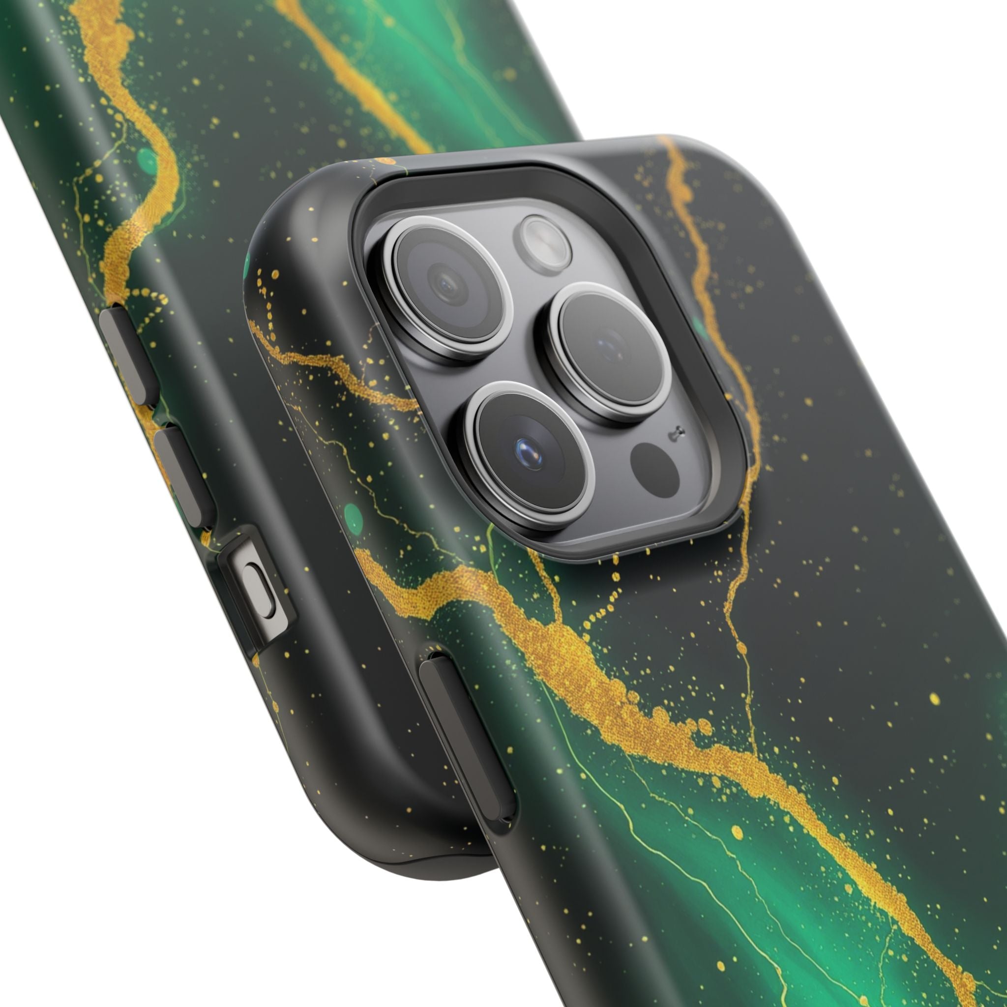 iPhone Emerald Green And Gold Petal Storm Slim iPhone Everyday Designer · iPhone