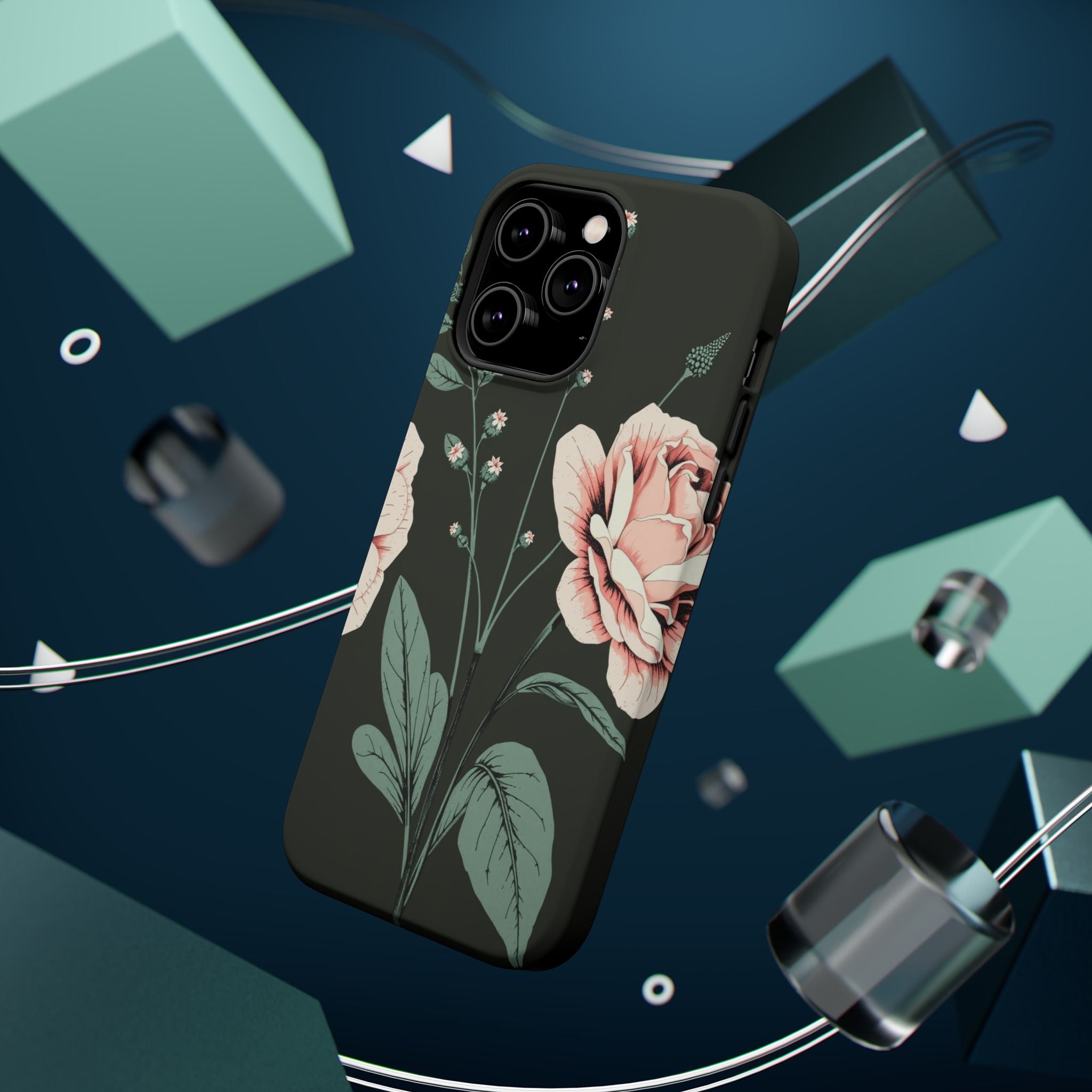 iPhone Mint And Blush Vintage Botanical Print Slim Everyday Designer Case · iPho