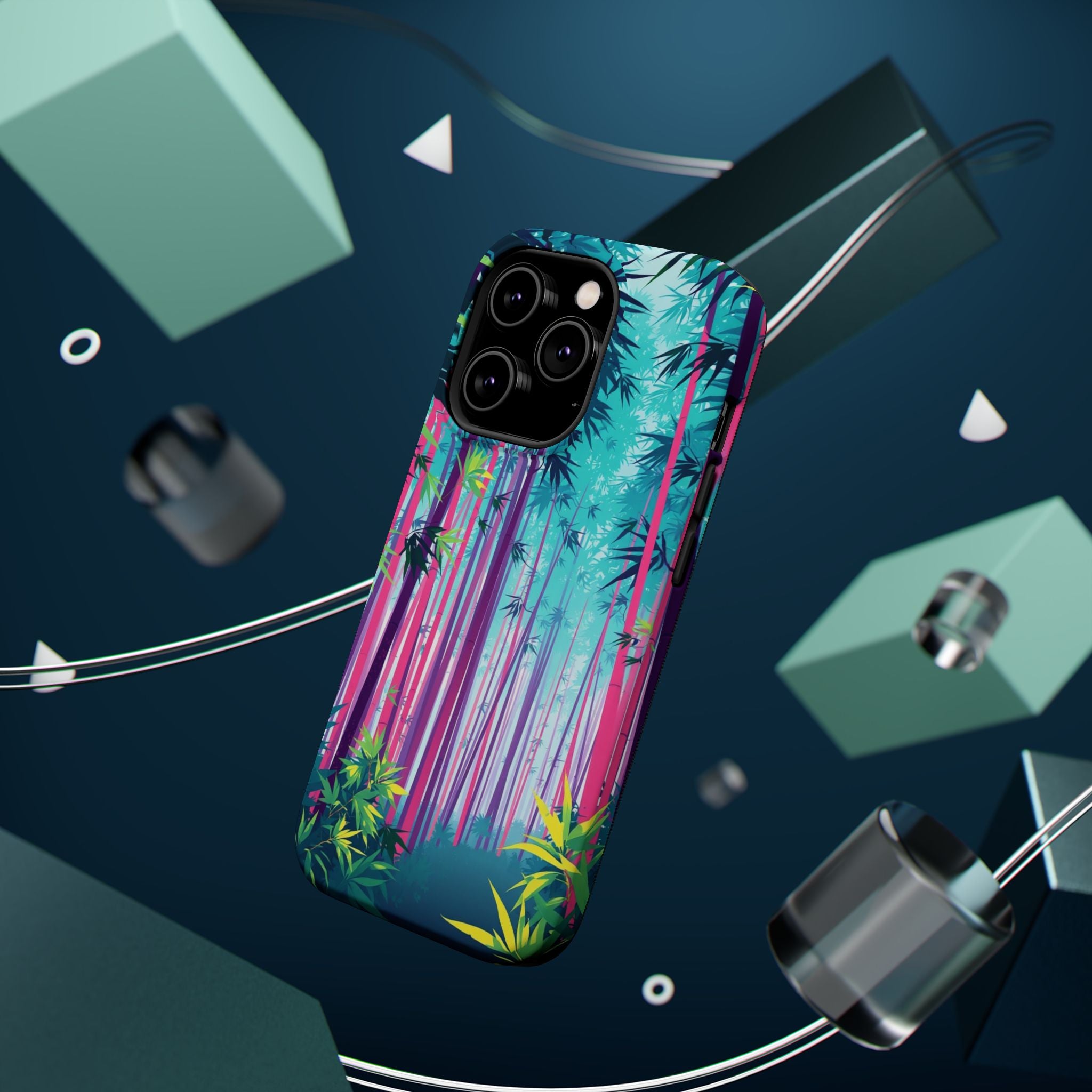 iPhone Cyan And Magenta Bamboo Grove Slim Everyday Designer Case · iPhone Case