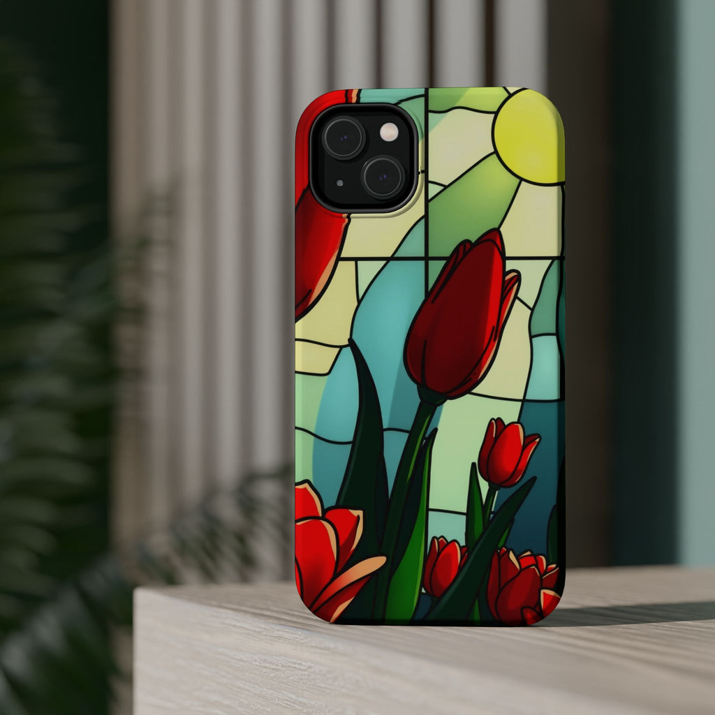 iPhone Tulip Row Stained Glass Slim Everyday Designer Case · iPhone Case