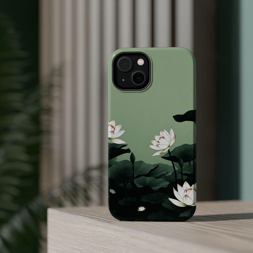 iPhone Sage And Ivory Lotus Pond Bold Modern Everyday Snap Case · iPhone Case