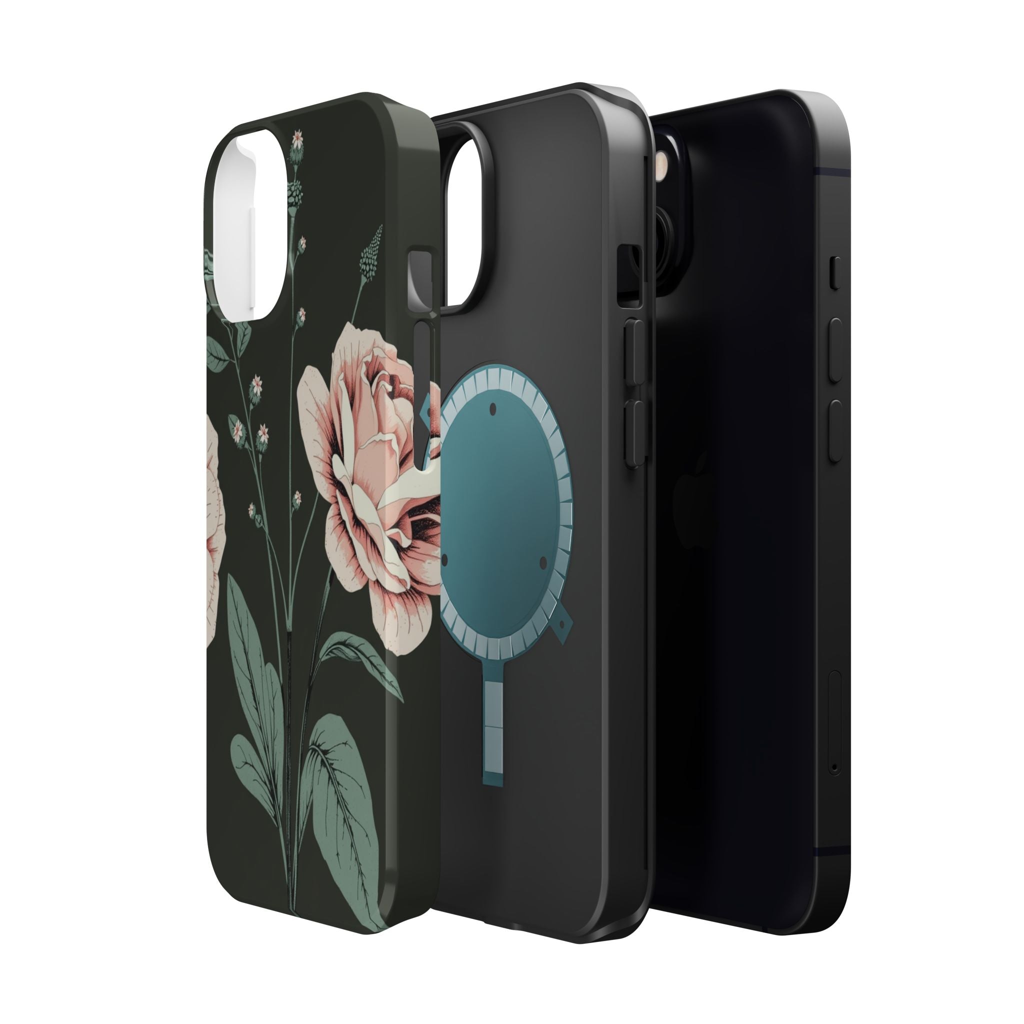 iPhone Mint And Blush Vintage Botanical Print Slim Everyday Designer Case · iPho