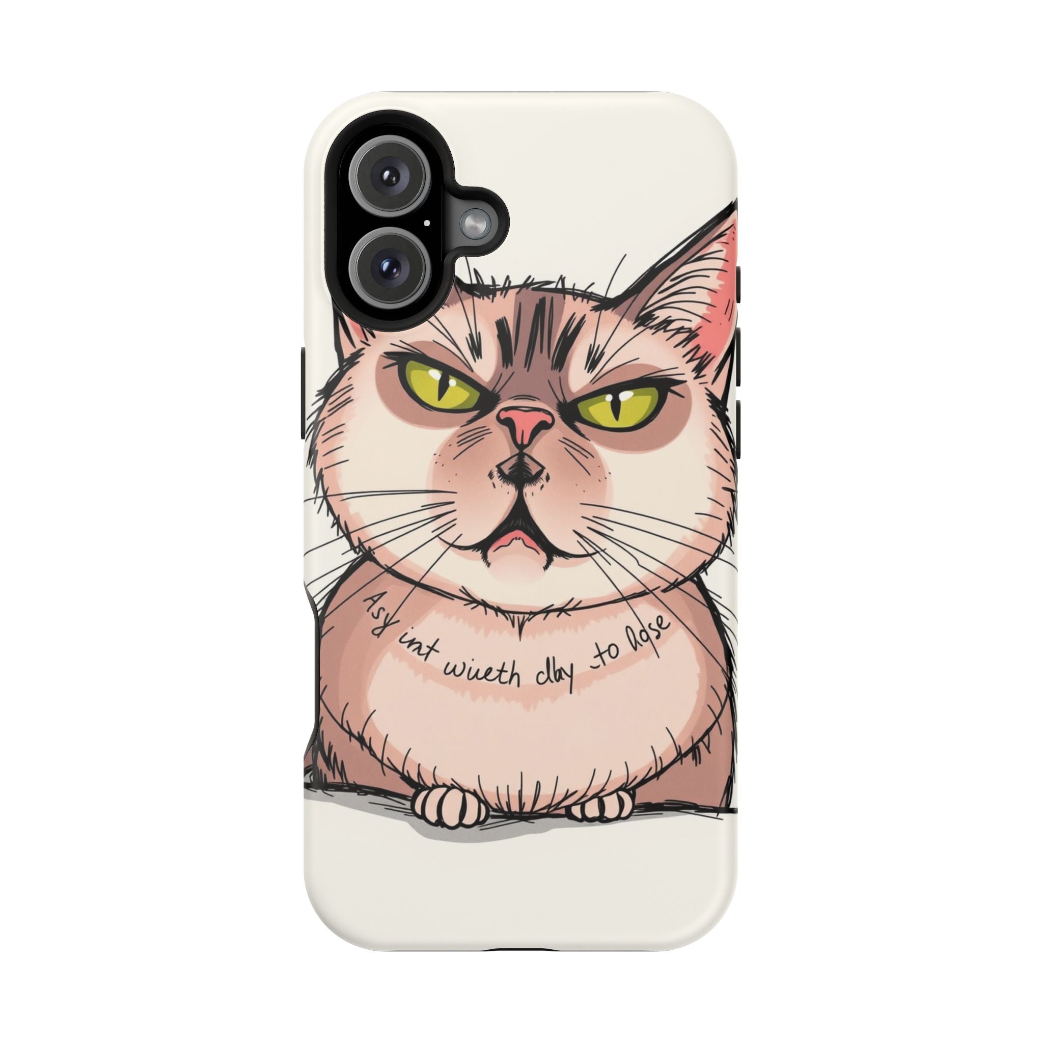 iPhone Sarcastic Cat Verdict Hand-Drawn Sketch Soft Finish Everyday Case · iPhon